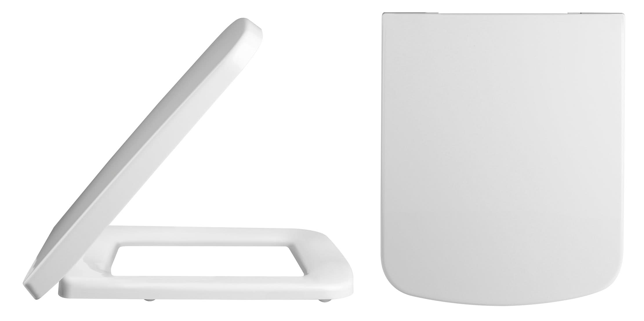 Hudson Reed Square Soft Close Toilet Seat White Top Fix, Durable Polypropylene Hinges, Modern Design, 430x355mm