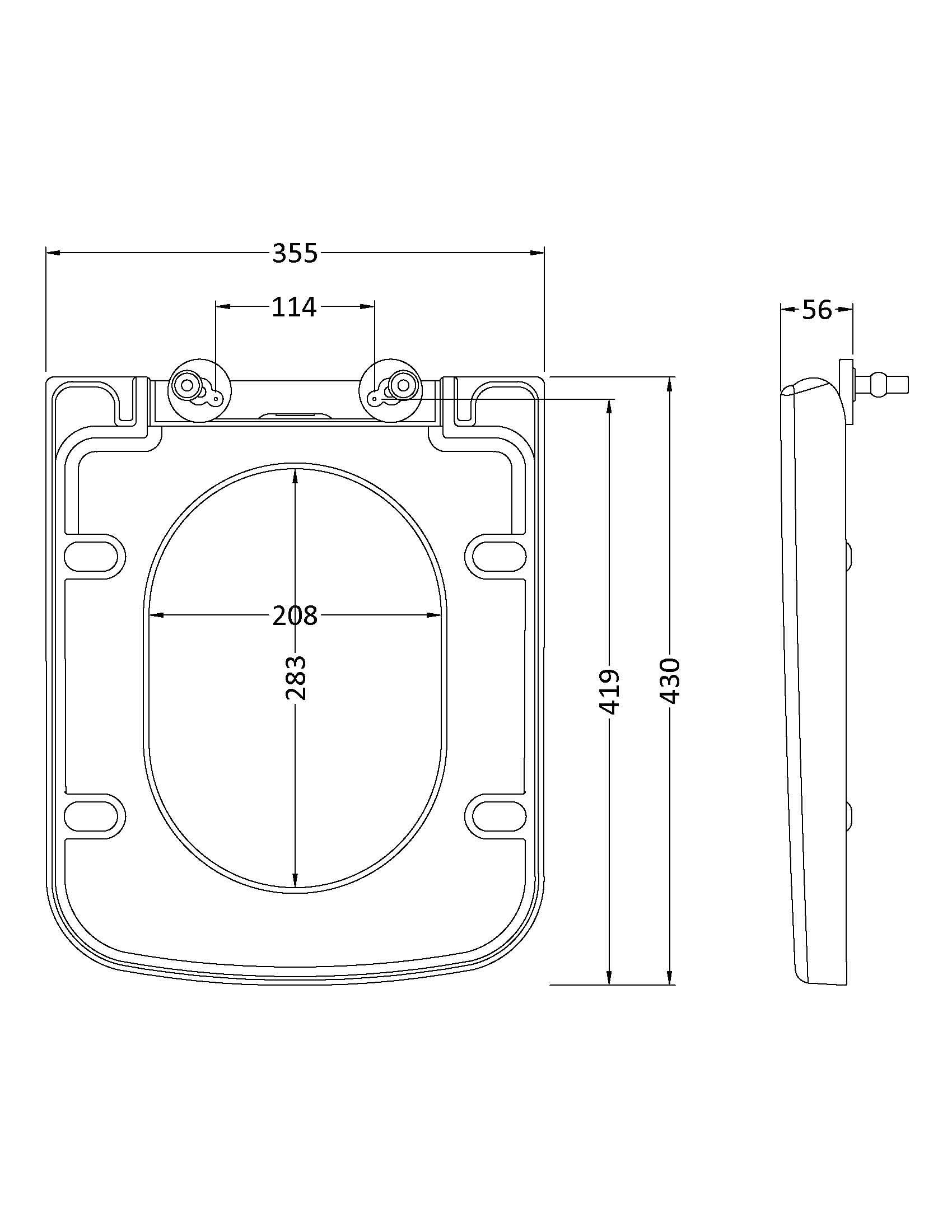 Hudson Reed Square Soft Close Toilet Seat White Top Fix, Durable Polypropylene Hinges, Modern Design, 430x355mm