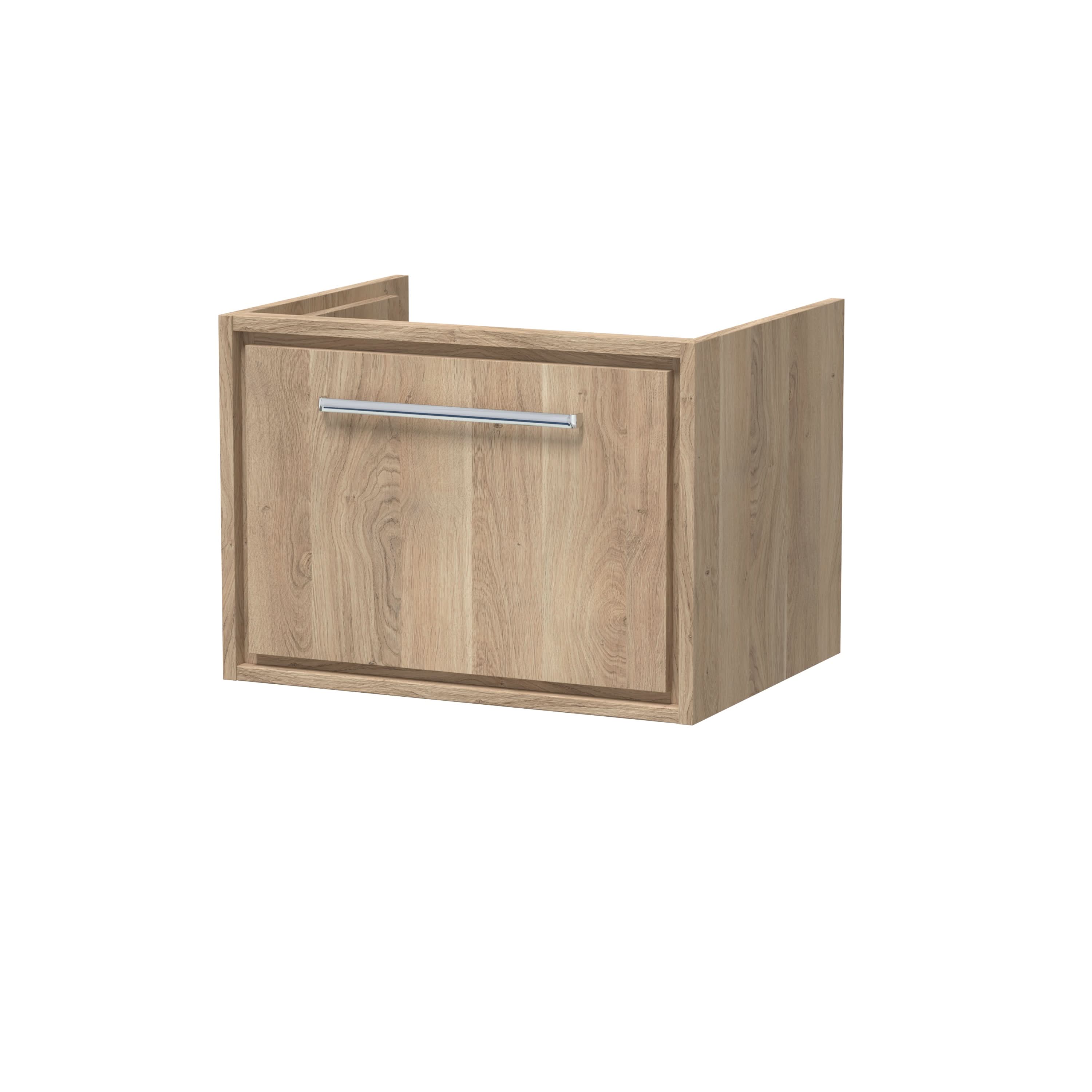 Hudson Reed Lille Wall Hung Single Drawer Vanity Unit, Durable Soft Close Drawer for Modern Bathroom Furniture in Bleached Oak Finish, 600mm