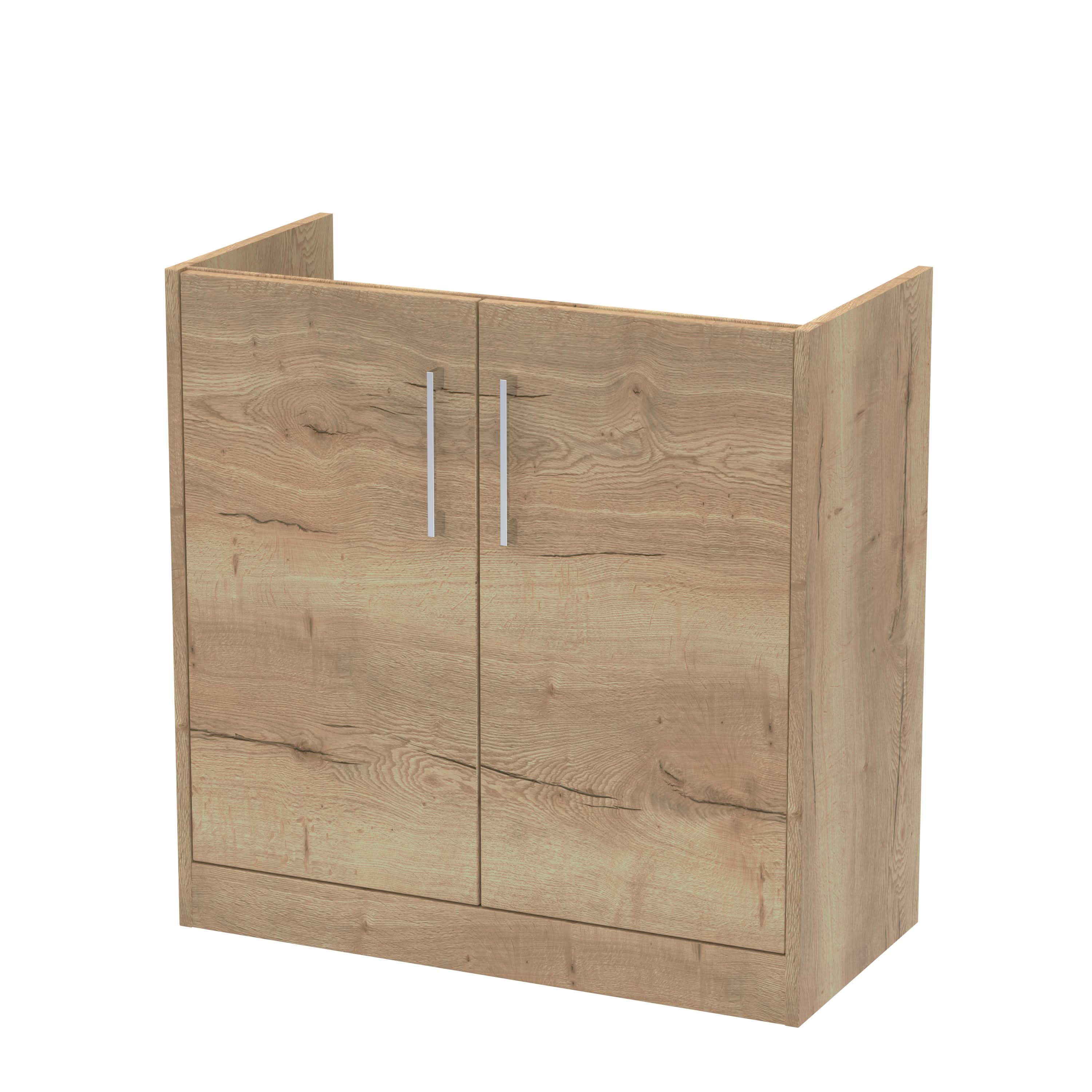 Hudson Reed Juno Floor Standing Vanity Unit, Durable 2 Soft Close Door with D Shape Handle Cabinet for Compact Bathroom in Autumn Oak Textured Woodgrain Finish, 800mm