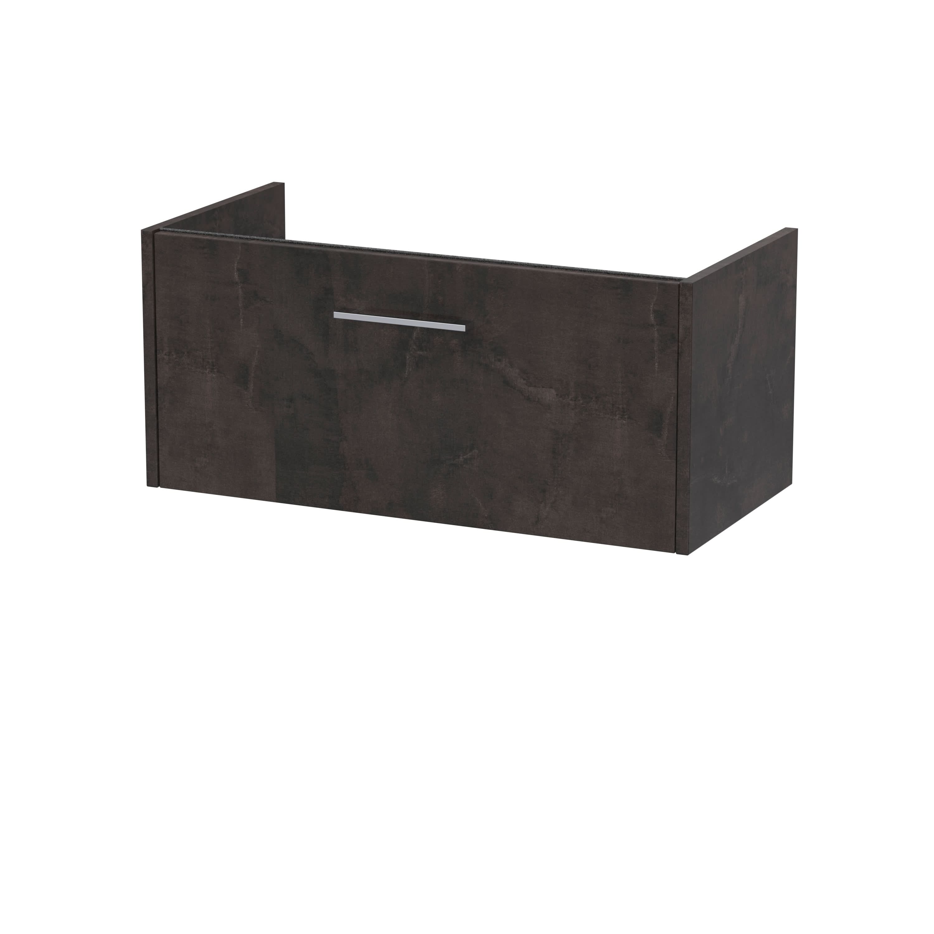 Hudson Reed Juno Wall Hung Vanity Unit, Durable Soft Close Drawer with D Shape Handle Cabinet for Compact Bathroom in Metallic Slate Textured Woodgrain Finish, 800mm