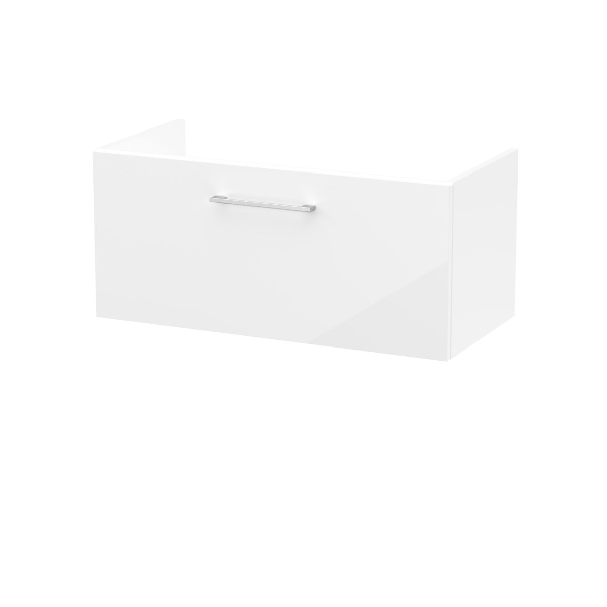 Hudson Reed Arno Wall Hung Vanity Unit, Durable Single Soft-Close Drawer with D-Shape Handle Vanity Unit for Modern Bathroom Setups in Gloss White Finish, 800mm