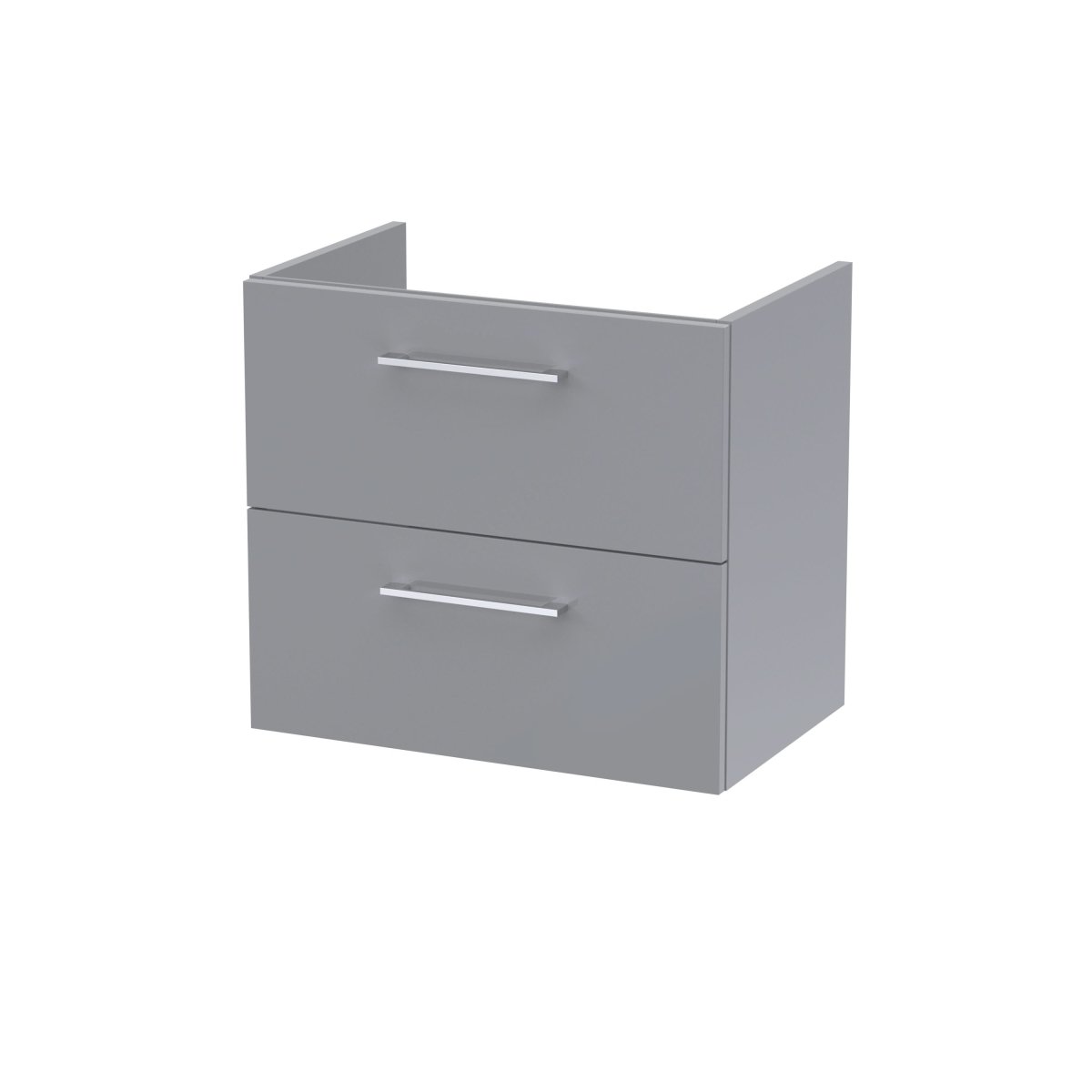 Hudson Reed Arno Wall Hung Vanity Unit, Durable Double Soft-Close Drawer with D-Shape Handle Vanity Unit for Modern Bathroom Setups in Satin Grey Finish, 600mm