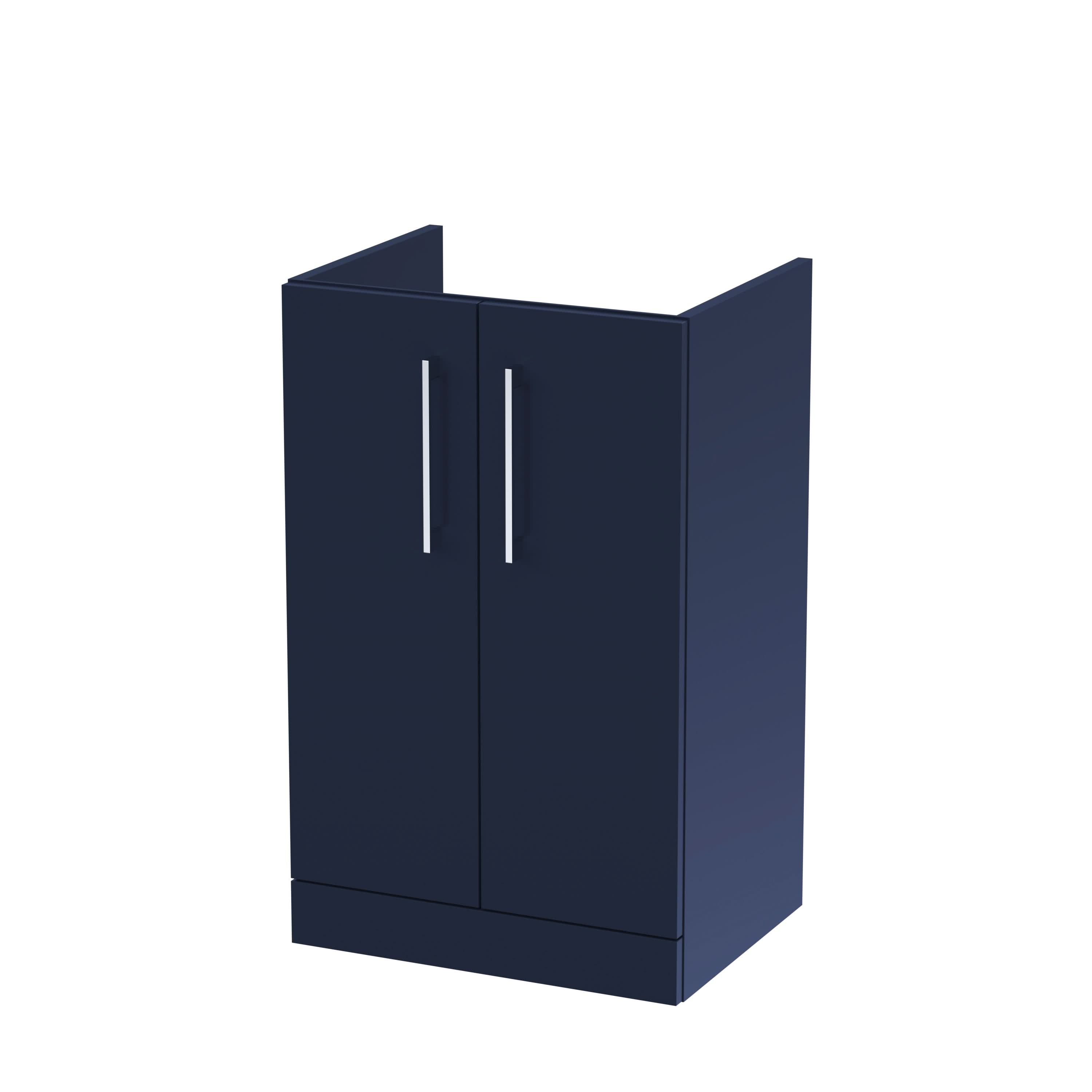 Hudson Reed Arno Compact Floor Standing Vanity Unit, Durable 2 Soft Close Door Bathroom Vanity Unit with Shelf in Midnight Blue, 500mm