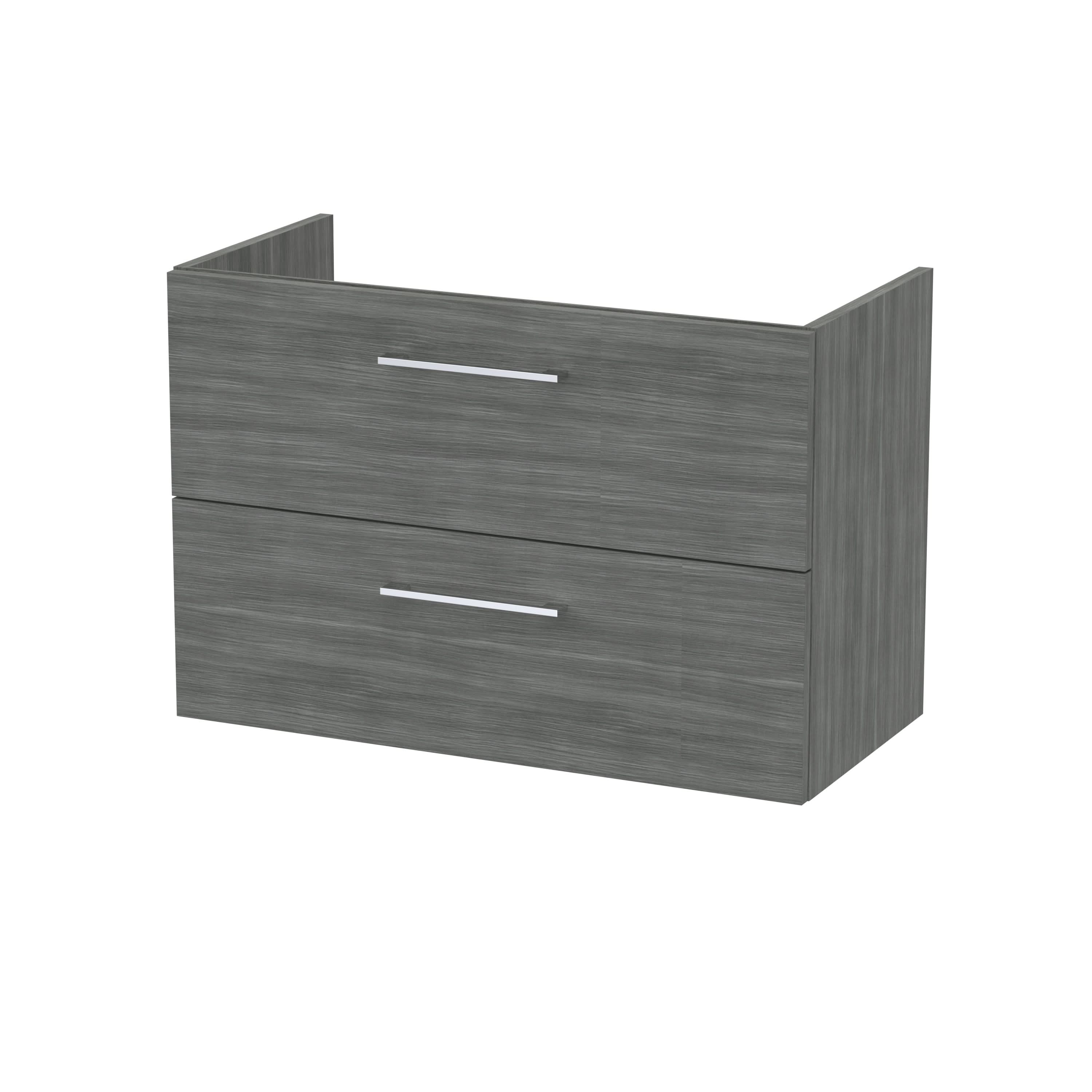 Hudson Reed Arno Wall Hung Vanity Unit, Durable 2 Soft-Close Drawers with D-Shape Handles Vanity Unit for Modern Bathroom or Cloakroom in Anthracite Finish, 800mm