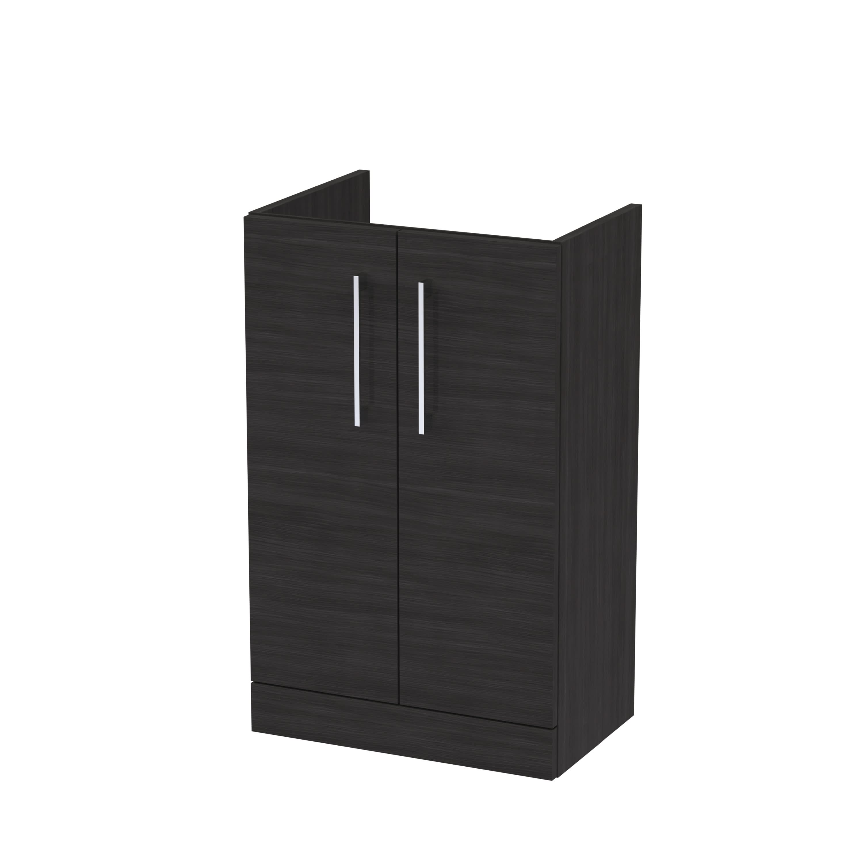 Hudson Reed Arno Compact Floor Standing Vanity Unit, Durable 2 Soft Close Door Bathroom Vanity Unit with Shelf in Charcoal Black, 500mm