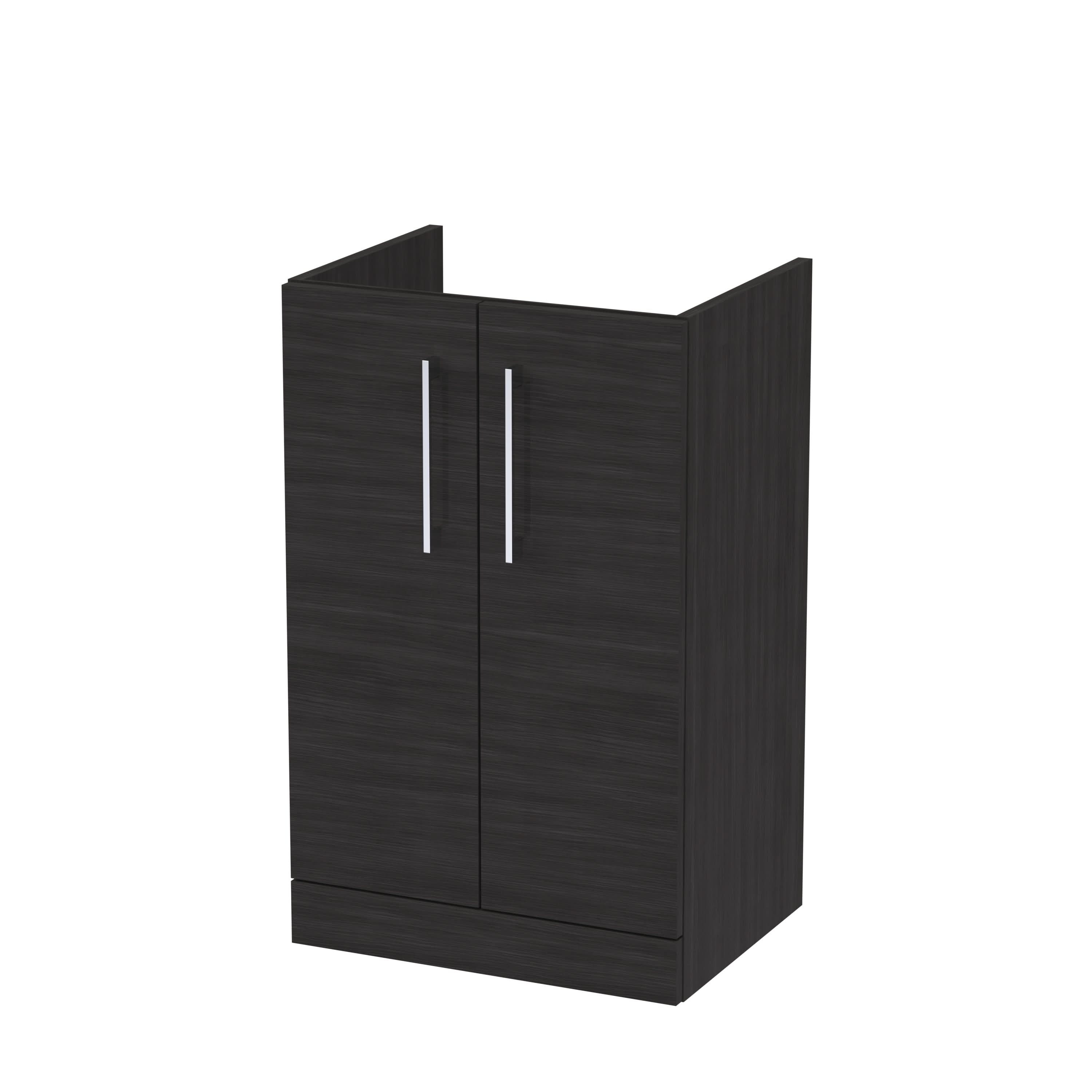 Hudson Reed Arno Floor Standing Vanity Unit, Durable 2 Soft Close Door Bathroom Sink Vanity Unit with Shelf in Charcoal Black, 500mm