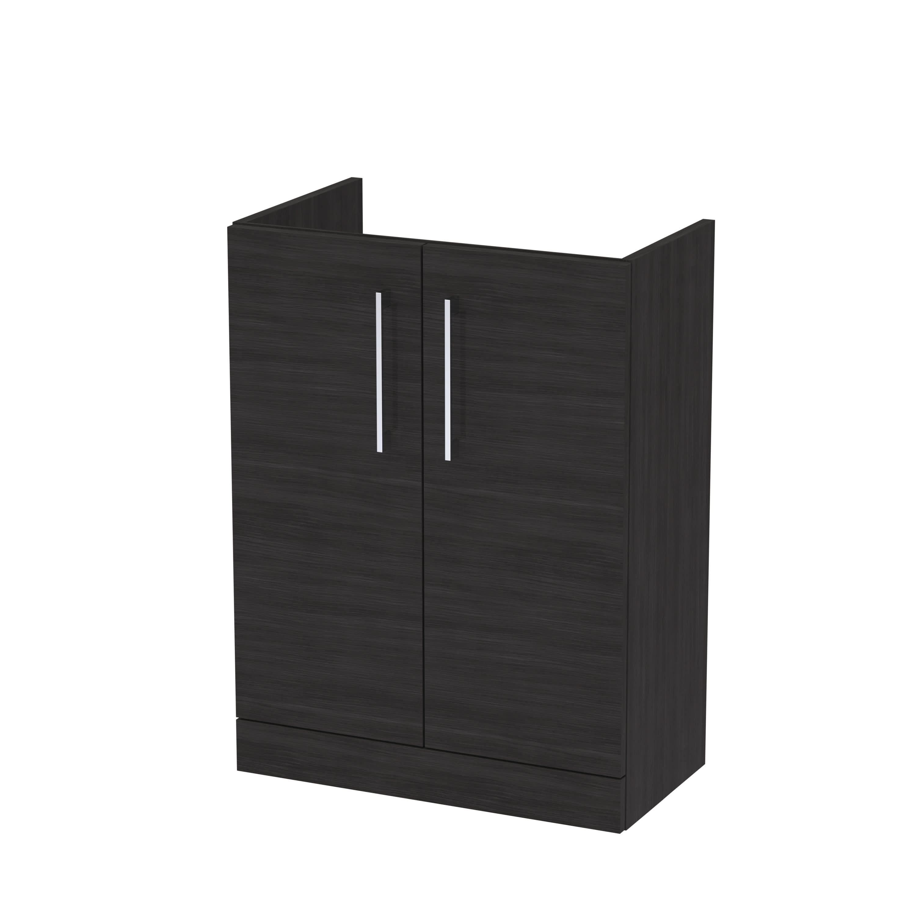 Hudson Reed Arno Compact Floor Standing Vanity Unit, Durable 2 Soft Close Door Bathroom Vanity Unit with Shelf in Charcoal Black, 600mm