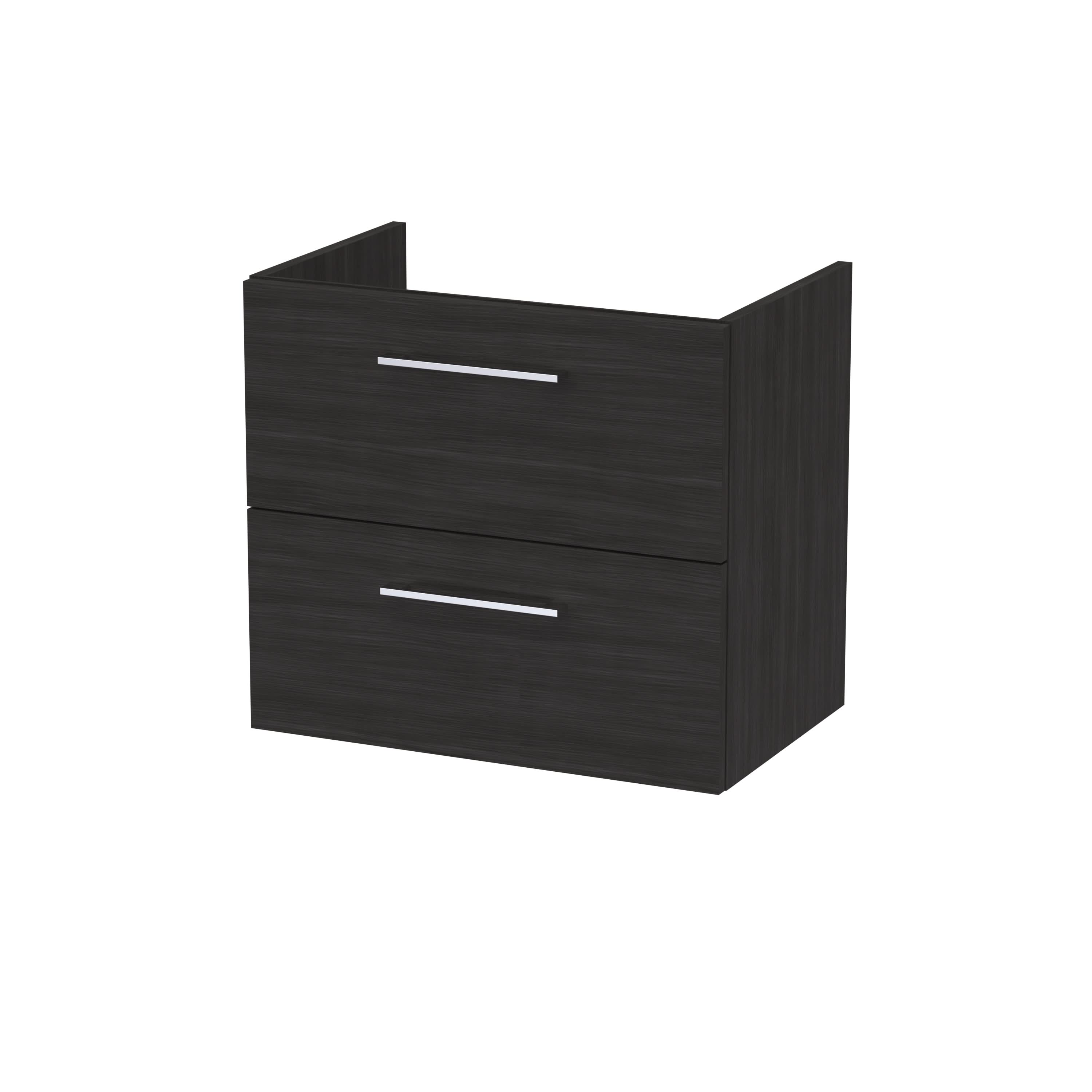 Hudson Reed Arno Wall Hung Vanity Unit, Durable Double Soft-Close Drawer with D-Shape Handle Vanity Unit for Modern Bathroom Setups in Charcoal Black Finish, 600mm