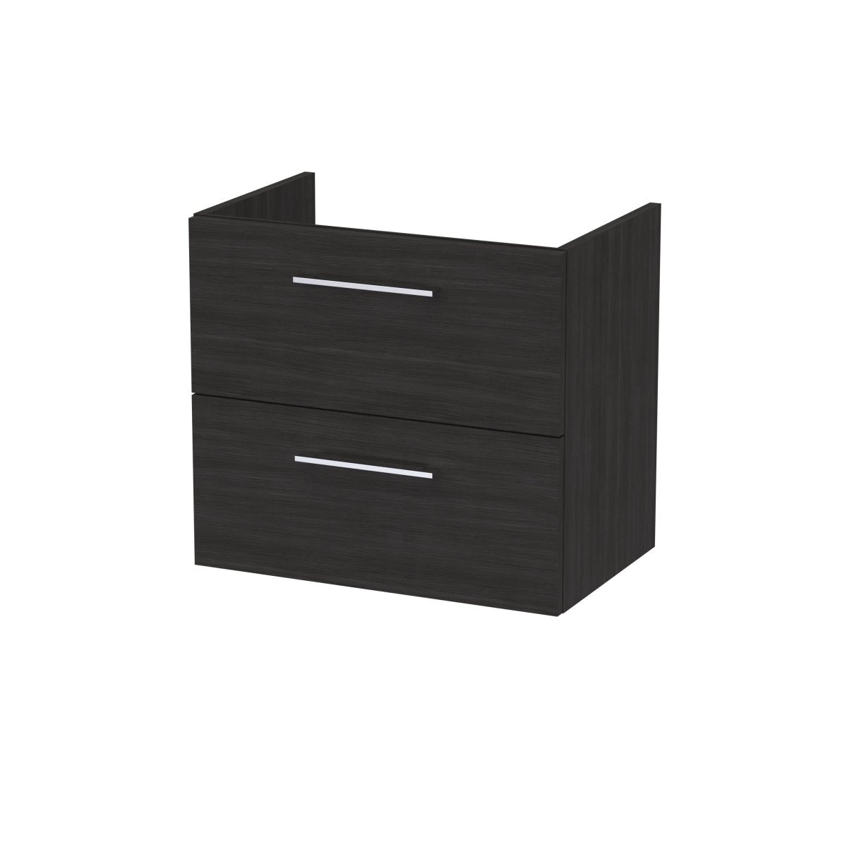 Hudson Reed Arno Wall Hung Vanity Unit, Durable Double Soft-Close Drawer with D-Shape Handle Vanity Unit for Modern Bathroom Setups in Charcoal Black Finish, 600mm