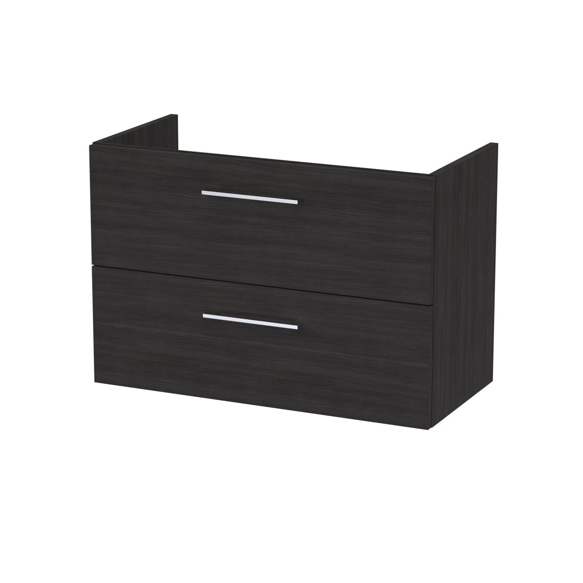 Hudson Reed Arno Wall Hung Vanity Unit, Durable 2 Soft-Close Drawers with D-Shape Handles Vanity Unit for Modern Bathroom or Cloakroom in Charcoal Black Finish, 800mm