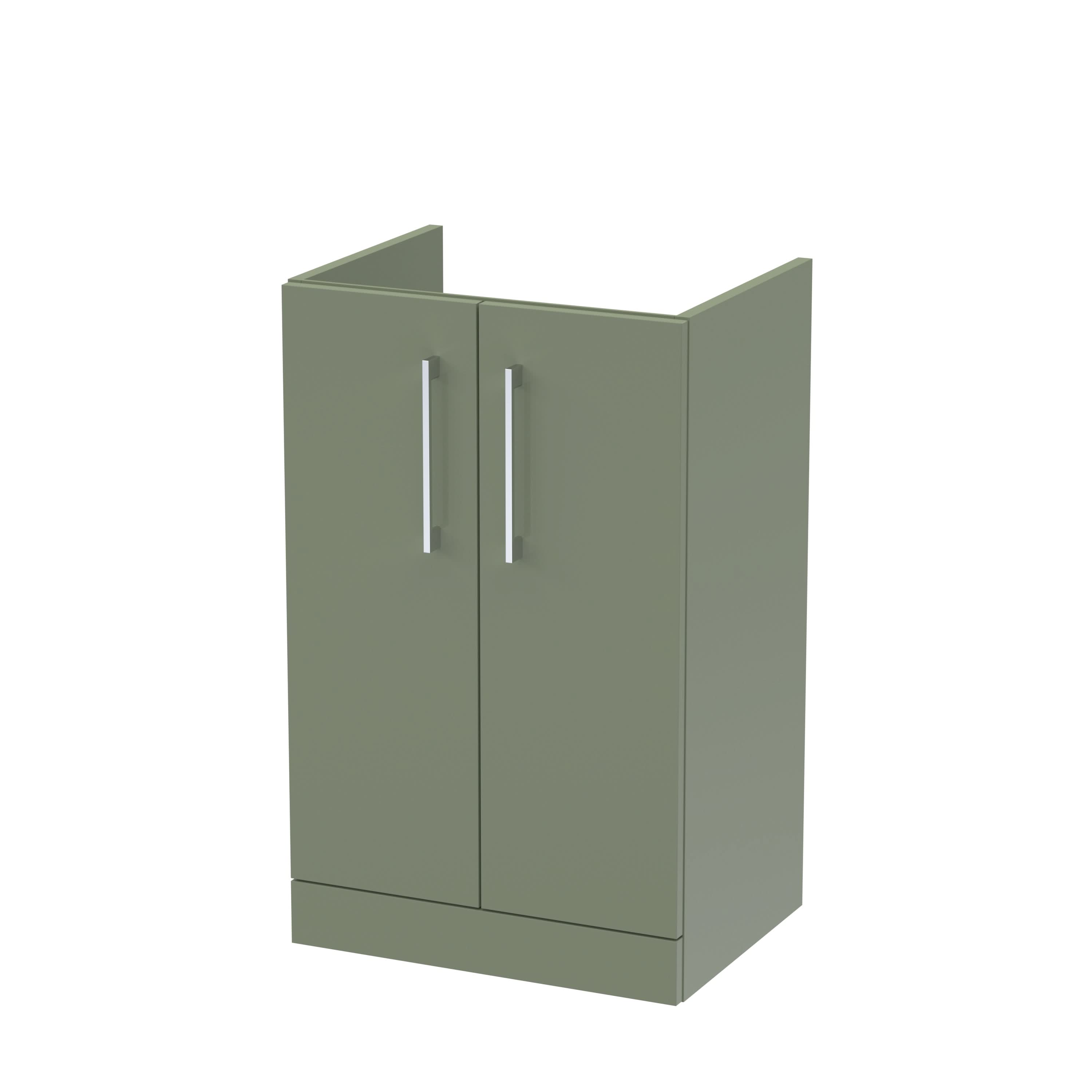 Hudson Reed Arno Floor Standing Vanity Unit, Durable 2 Soft Close Door Bathroom Sink Vanity Unit with Shelf in Satin Green, 500mm