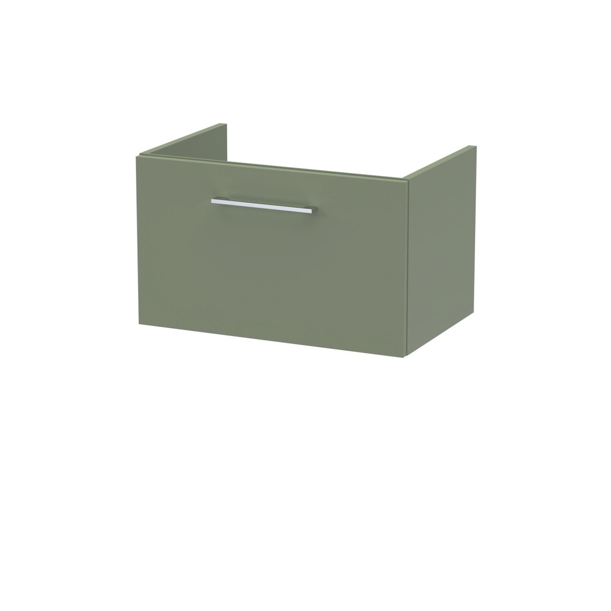Hudson Reed Arno Wall Hung Vanity Unit, Durable Single Soft-Close Drawer with D-Shape Handle Vanity Unit for Modern Bathroom Setups in Satin Green Finish, 600mm