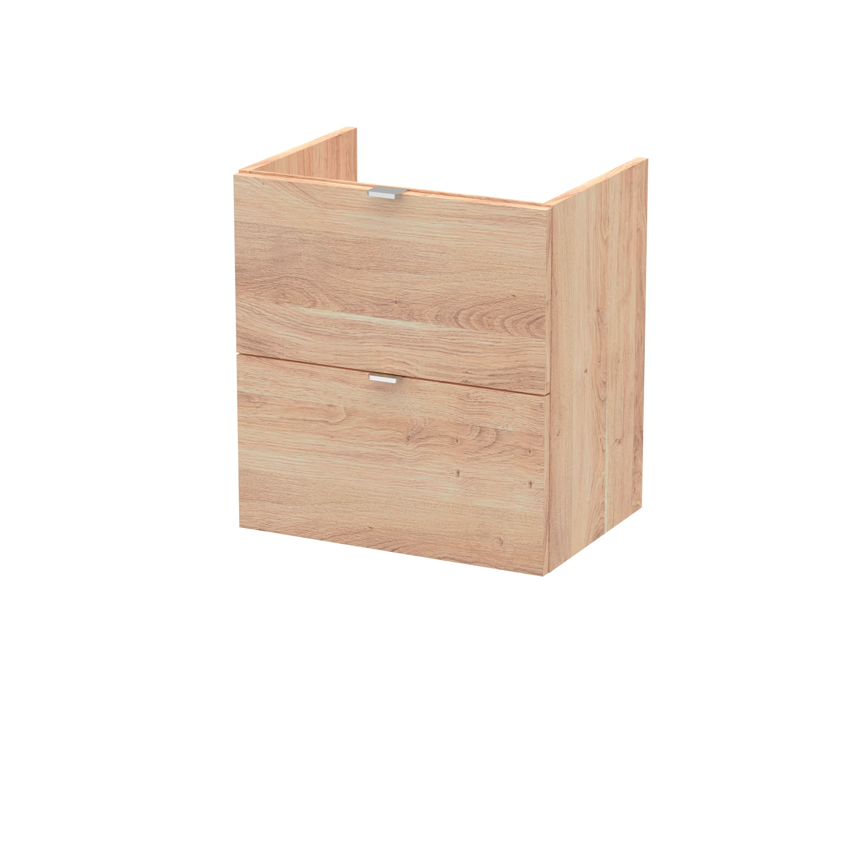 Hudson Reed Wall Hung Vanity Unit with 2 Soft Close Drawer, Modern Bathroom Sink Vanity Cabinet in Bleached Oak, 500mm (355MM)