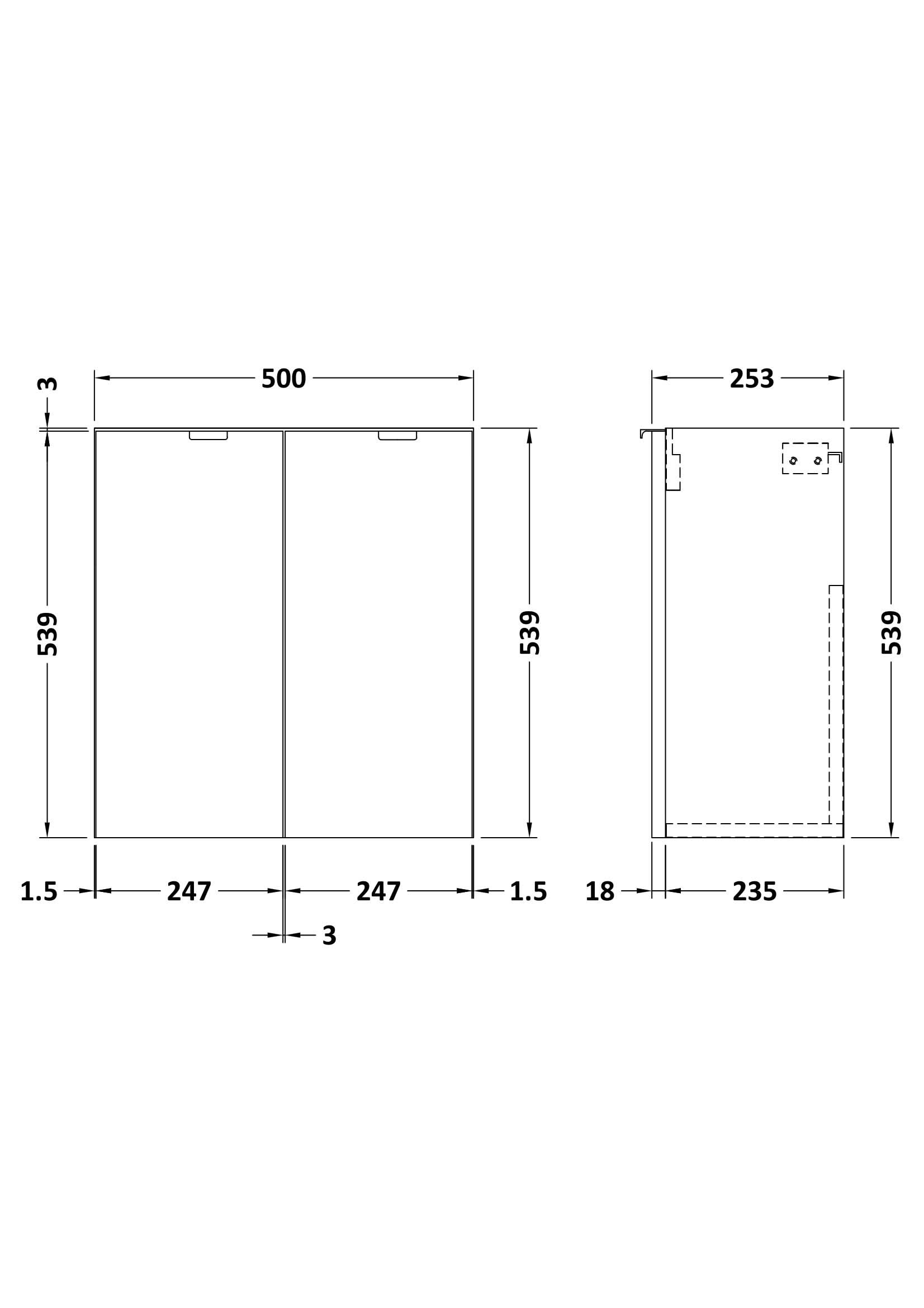 Hudson Reed Fusion Wall Hung Vanity Unit with Basin, Durable 2 Door Soft Close Cabinet Vanity Unit with Basin for Modern Compact Bathroom in Hacienda Black Finish, 500mm