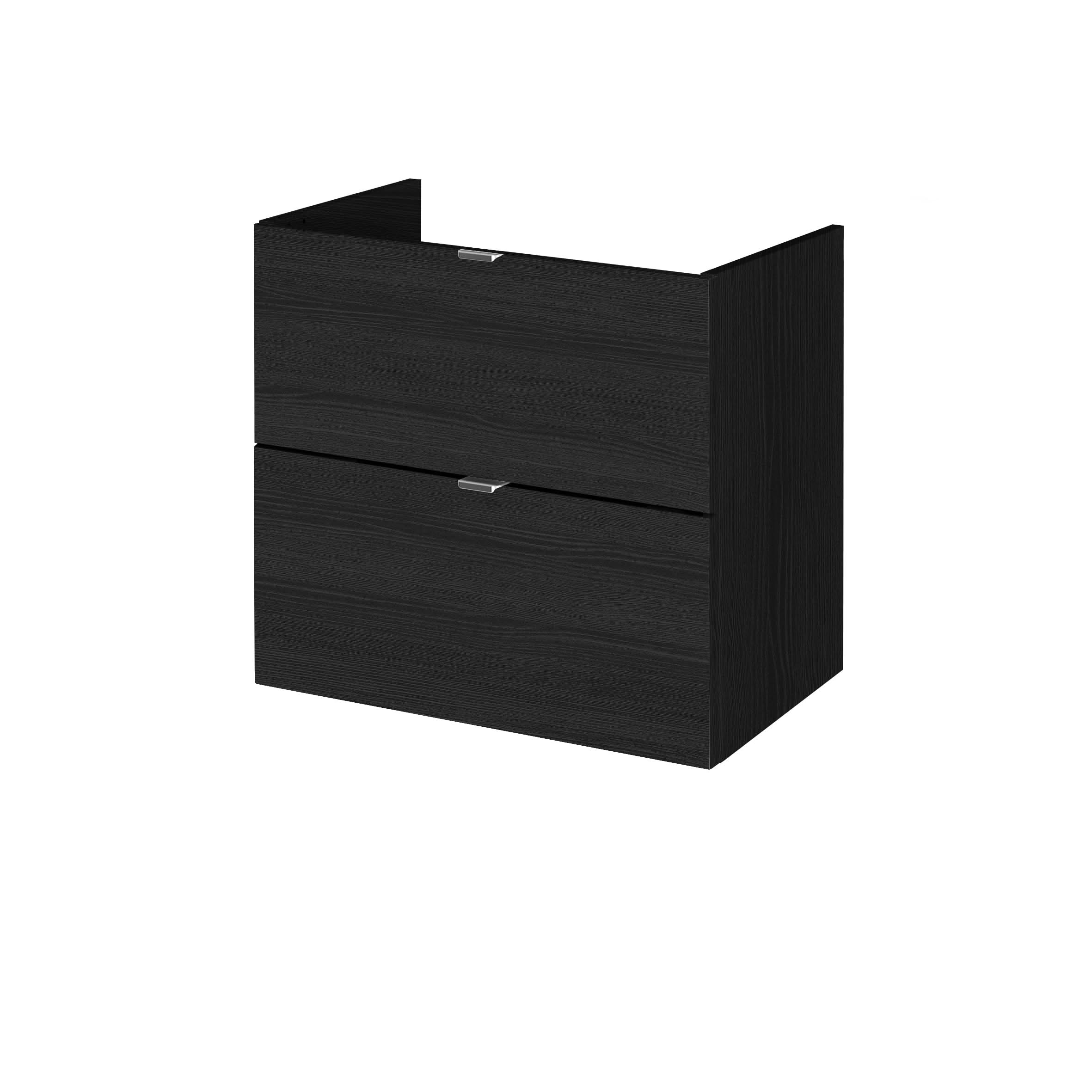 Hudson Reed Fusion Wall Hung Vanity Unit, Durable Double Soft Close Drawers with Wrapover Handle Cabinet Vanity Unit for Modern Bathroom in Hacienda Black Finish, 600mm