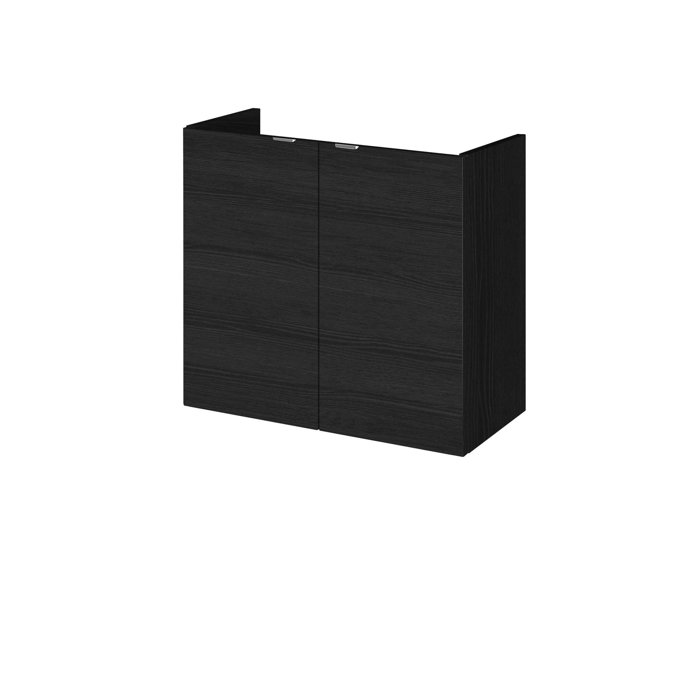 Hudson Reed Fusion Wall Hung Vanity Unit with Compact Basin, Durable 2 Soft-Close Doors with Modern Wrapover Handles Vanity Unit in Hacienda Black Finish, 600mm