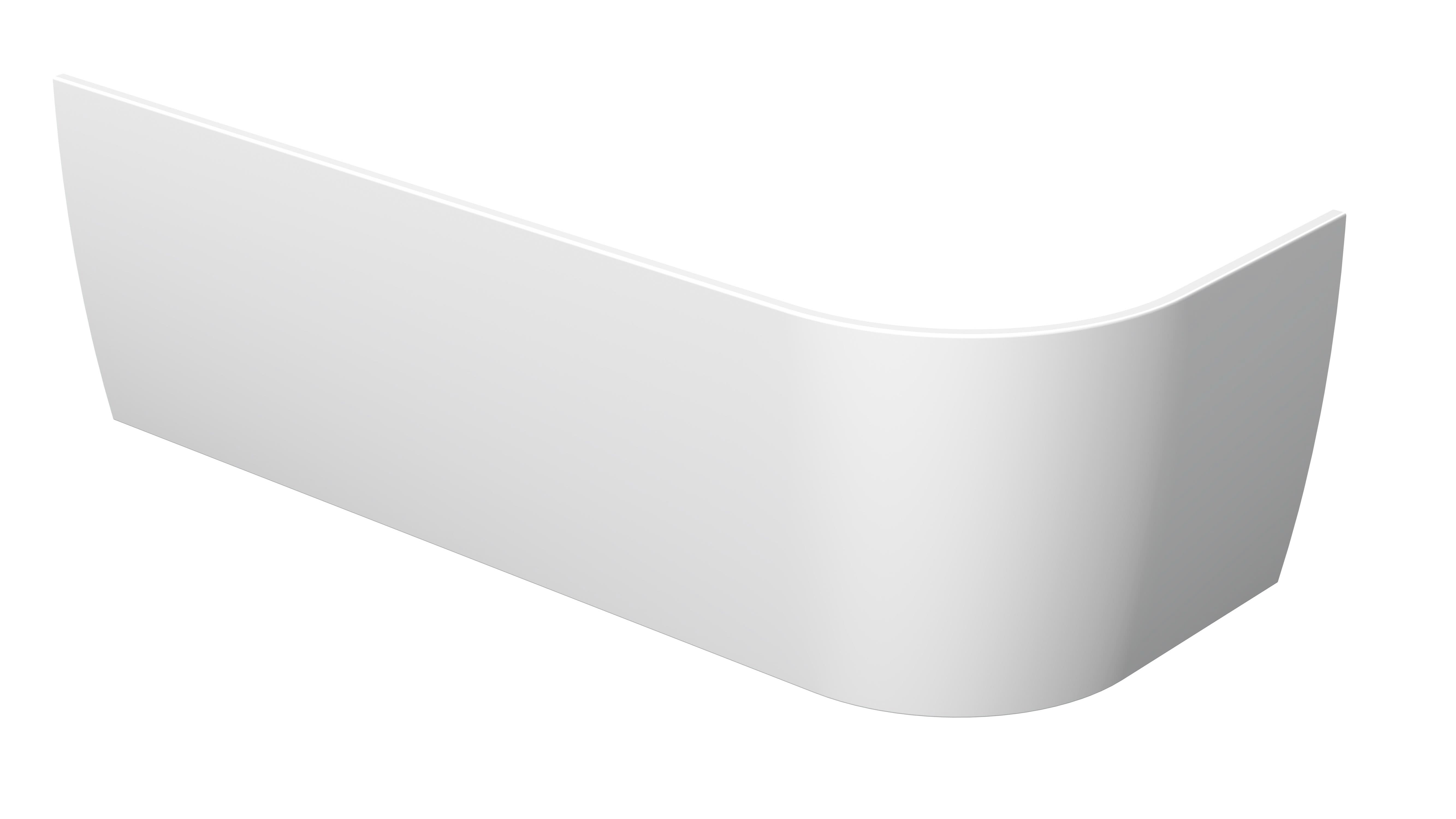 Hudson Reed Back to Wall J Corner Bath Panel LH, Durable Acrylic Build Curved Side Bath Panel, Modern Bathroom Wall Panels for Corner Baths in Gloss White, 1700mm