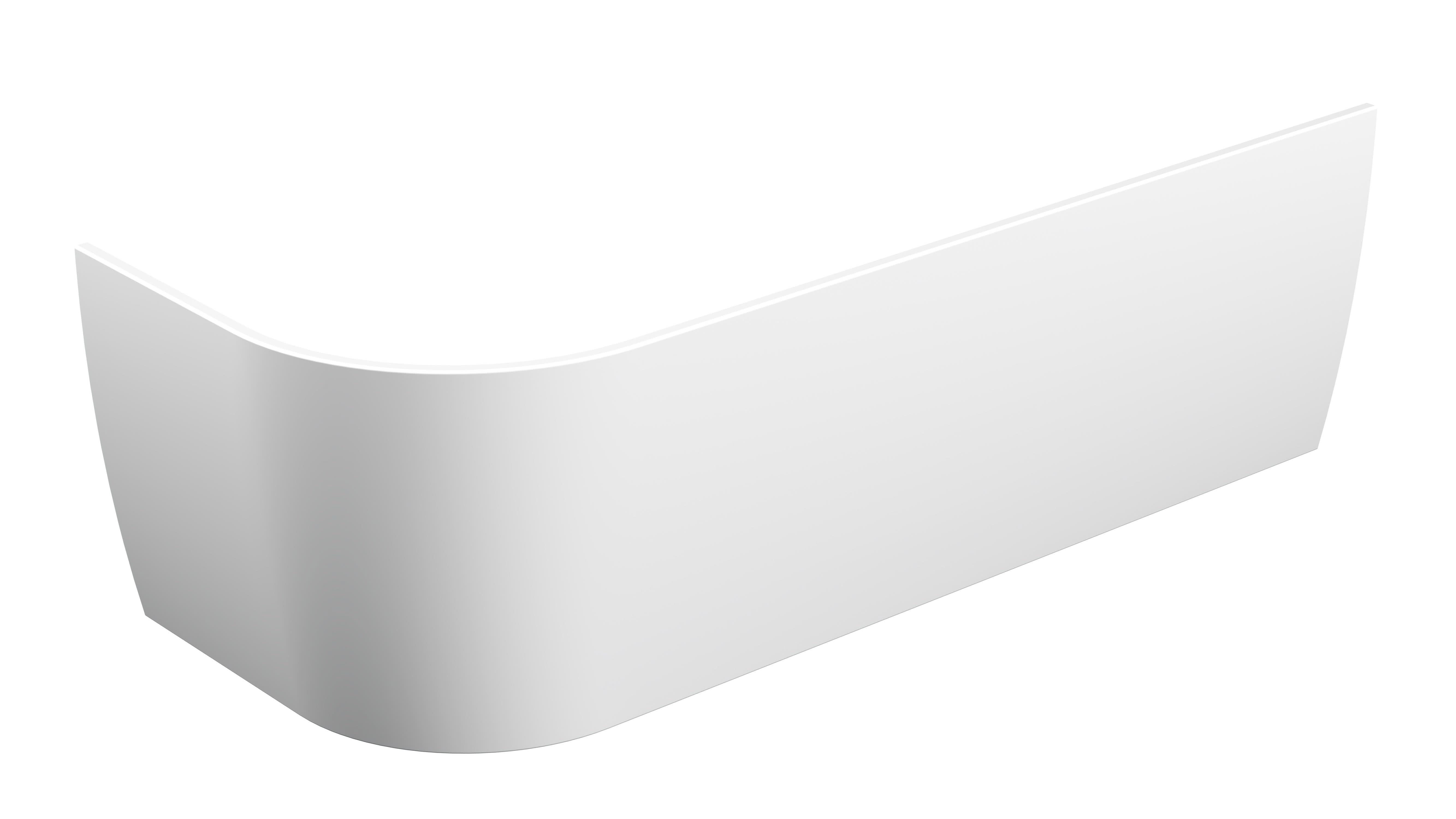 Hudson Reed Back to Wall J Corner Bath Panel RH, Durable Acrylic Build Curved Side Bath Panel, Modern Bathroom Wall Panels for Corner Baths in Gloss White, 1700mm
