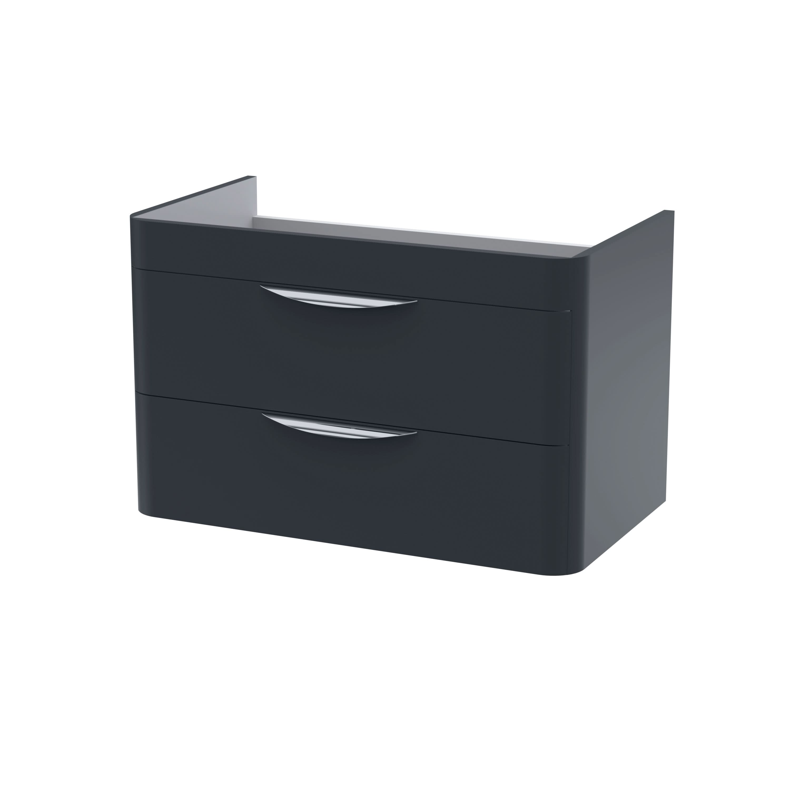 Hudson Reed Parade Wall Hung Vanity Unit, Durable 2 Soft Close Drawer Storage with Modern Cup Handles, Stylish Bathroom Vanity Unit in Soft Black Matt Finish, 800mm