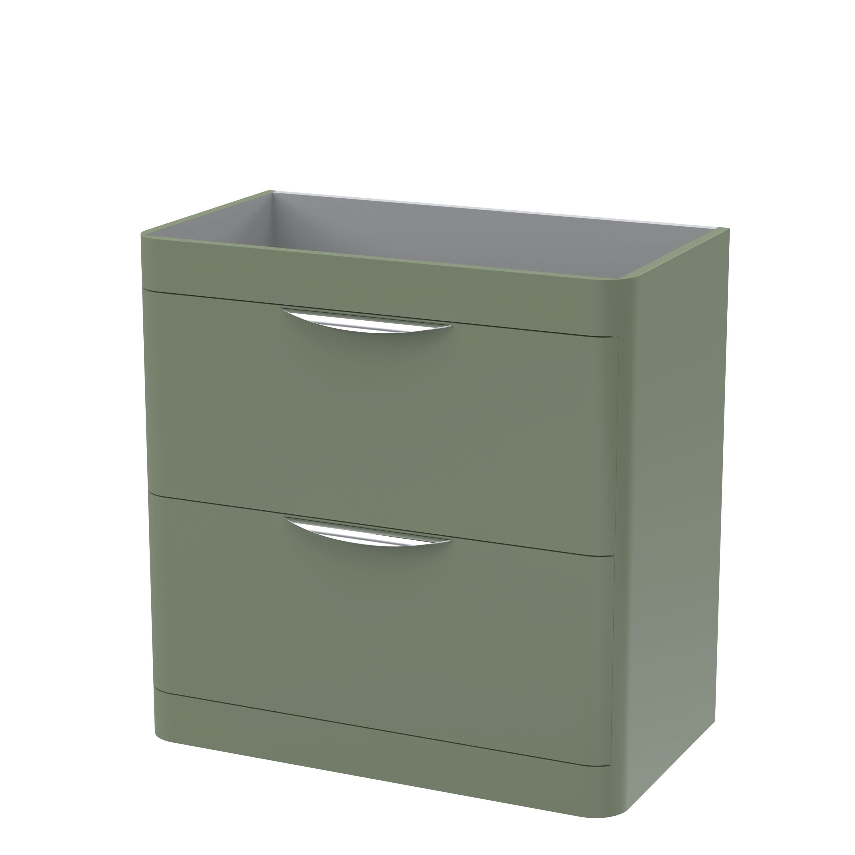 Hudson Reed Parade Floor Standing Vanity Unit, Durable 2 Soft Close Drawer Cabinet Storage for Modern Bathroom Spaces in Satin Green Matt Finish, 800mm