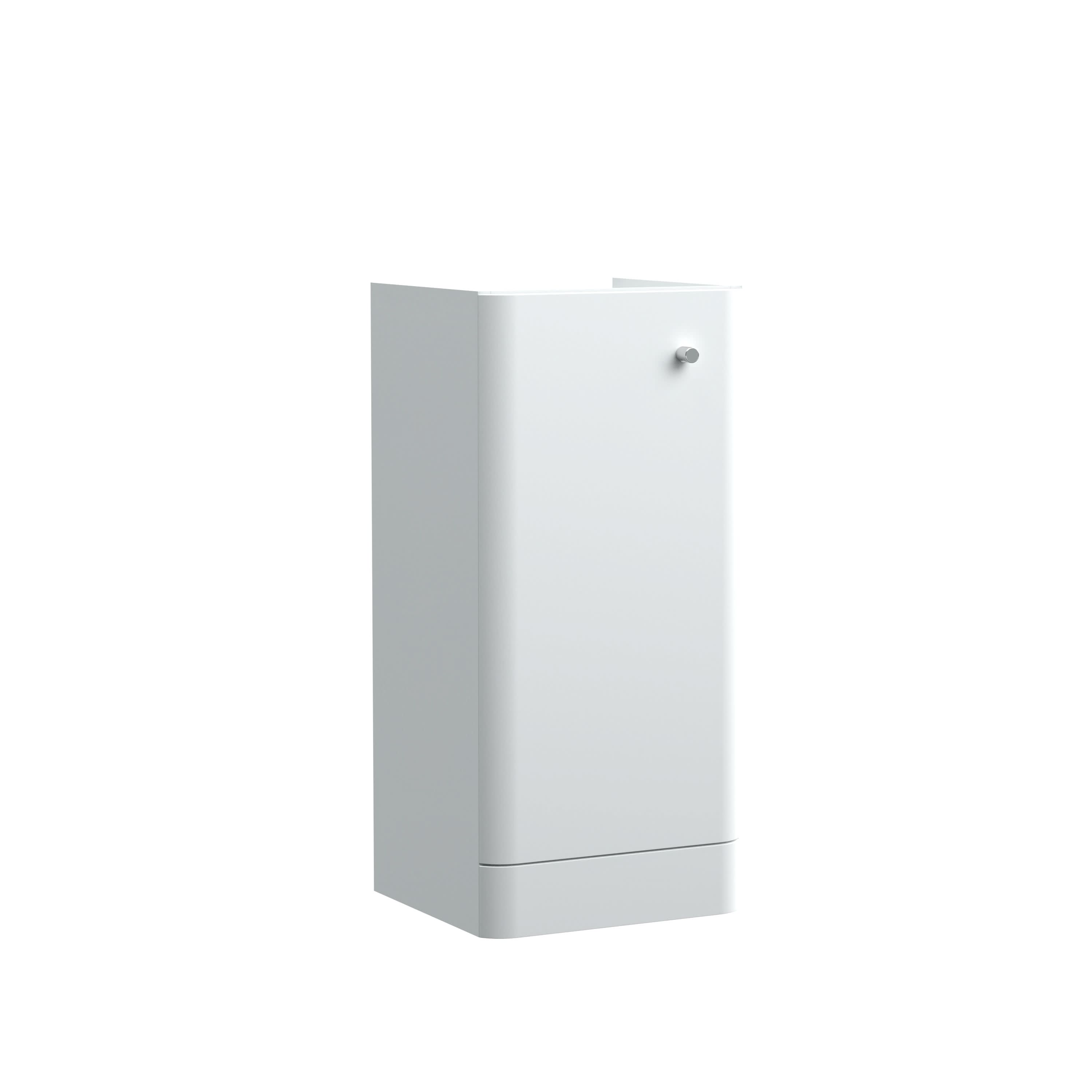 Hudson Reed Core Floor Standing Vanity Unit, Durable Single Soft Close Door Cabinet with Knob Handle Vanity Unit for Small Bathrooms in Gloss White Finish, 400mm