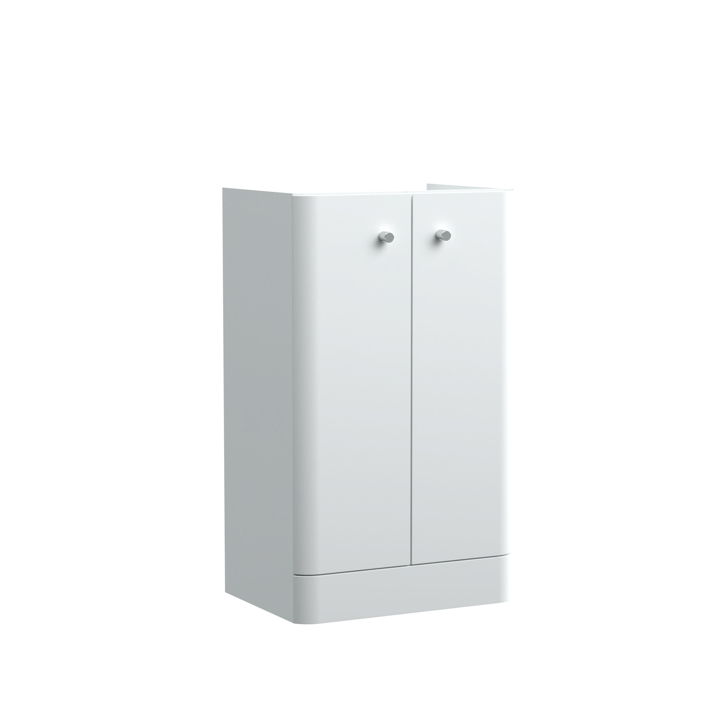 Hudson Reed Core Floor Standing Vanity Unit, Durable Double Soft Close Door Cabinet with Knob Handle Vanity Unit for Small Bathrooms in Gloss White Finish, 500mm