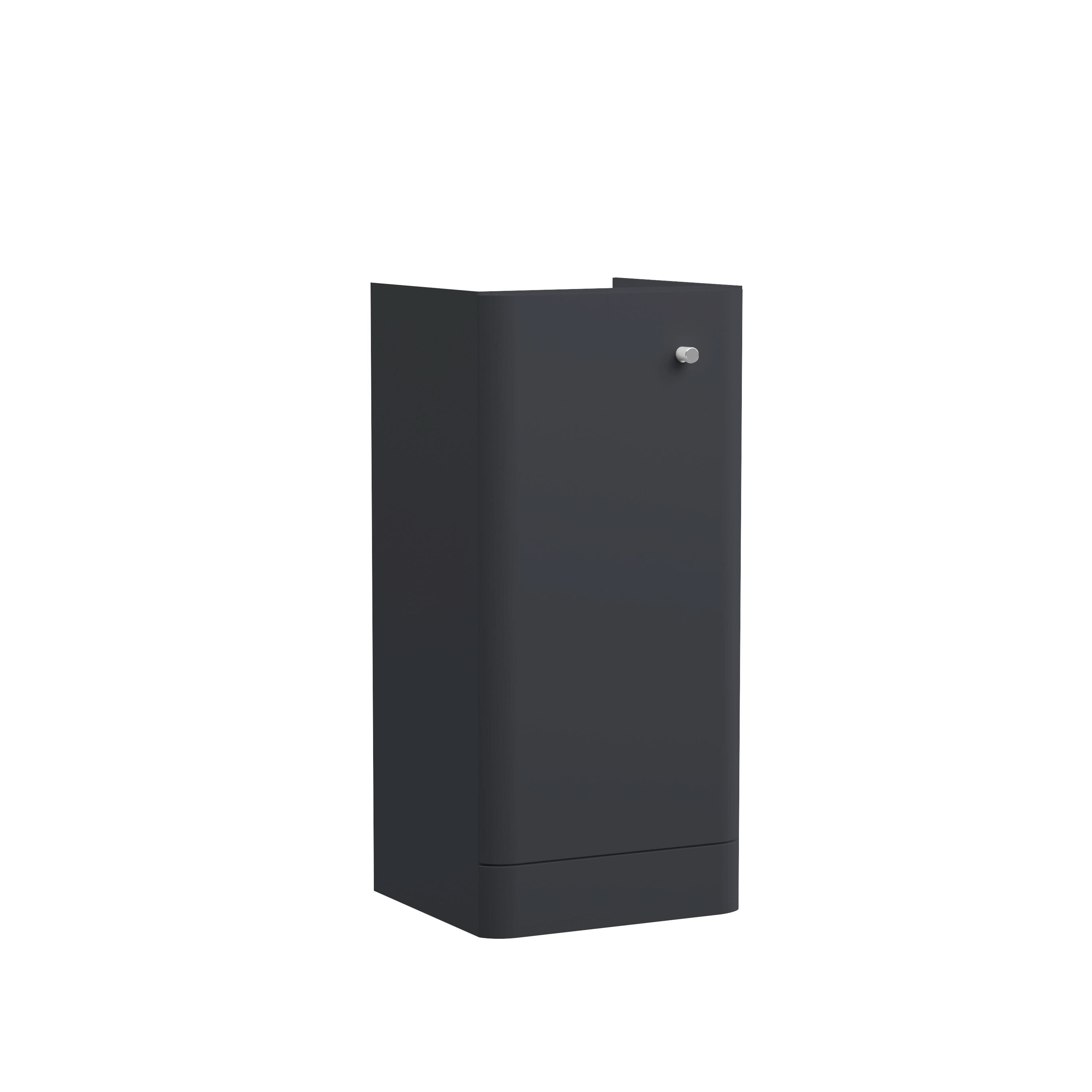 Hudson Reed Core Floor Standing Vanity Unit, Durable Single Soft Close Door Cabinet with Knob Handle Vanity Unit for Small Bathrooms in Soft Black Finish, 400mm