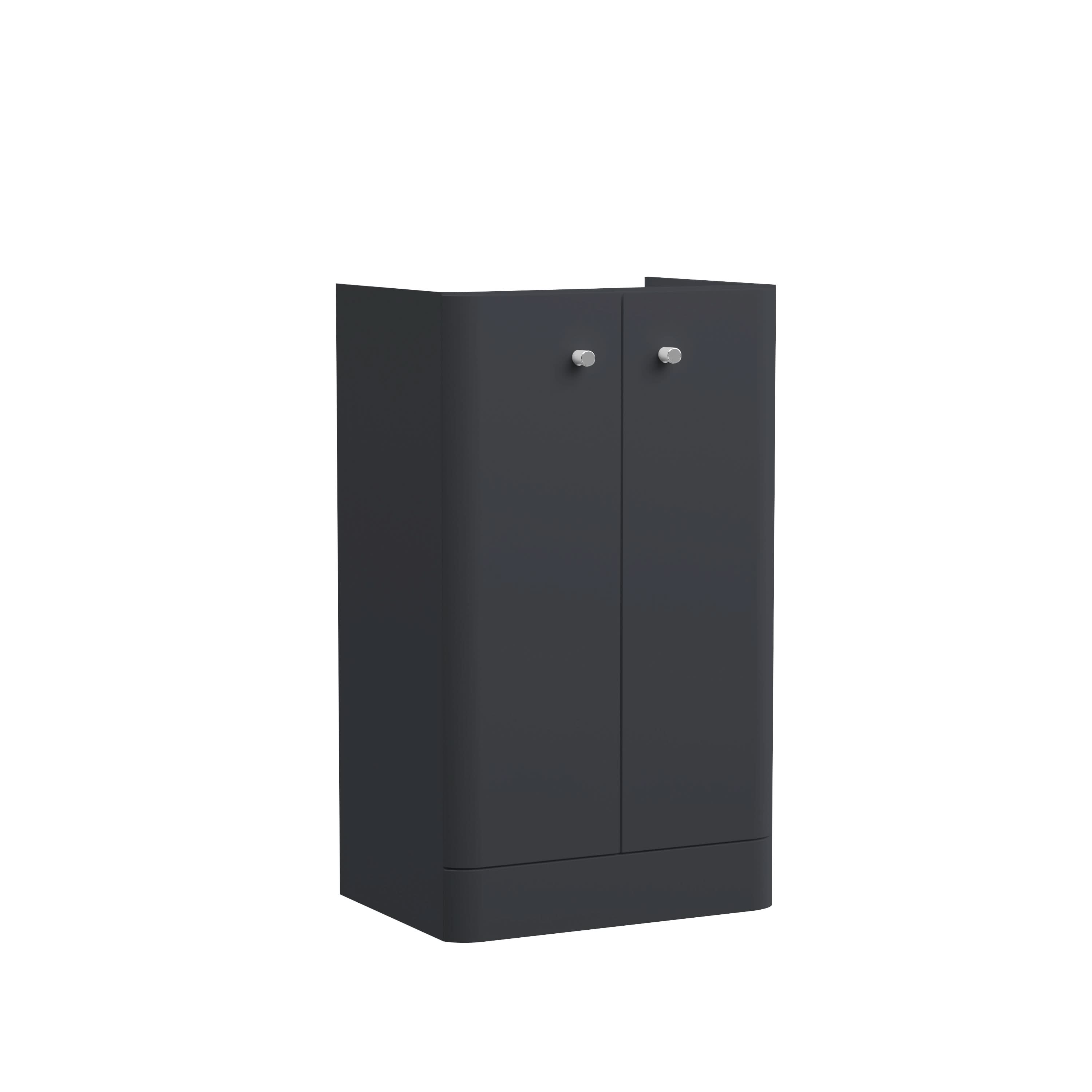 Hudson Reed Core Floor Standing Vanity Unit, Durable Double Soft Close Door Cabinet with Knob Handle Vanity Unit for Small Bathrooms in Soft Black Finish, 500mm