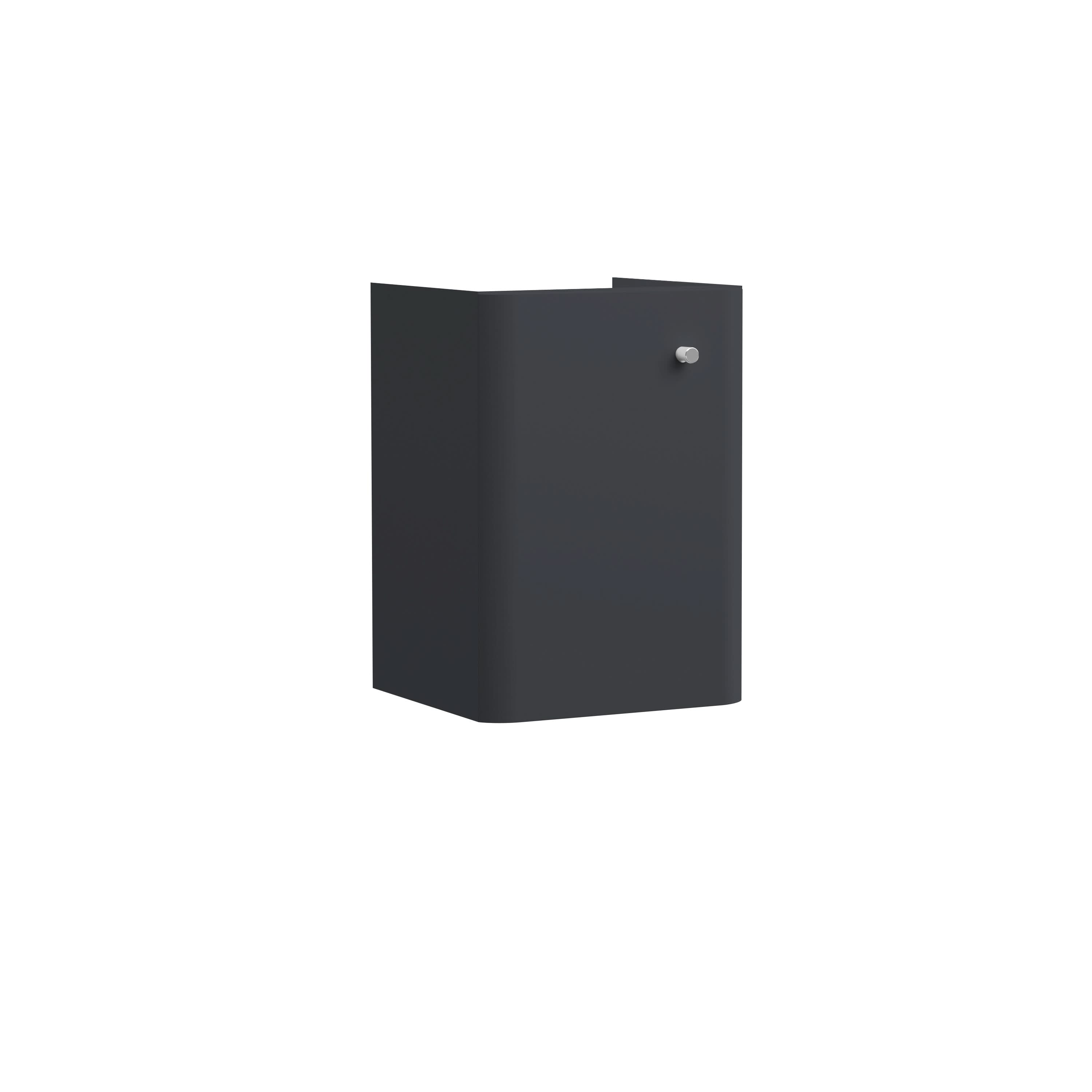 Hudson Reed Core Wall Hung Vanity Unit, Durable Single Soft Close Door Cabinet with Knob Handle Vanity Unit for Small Bathrooms in Soft Black Finish, 400mm