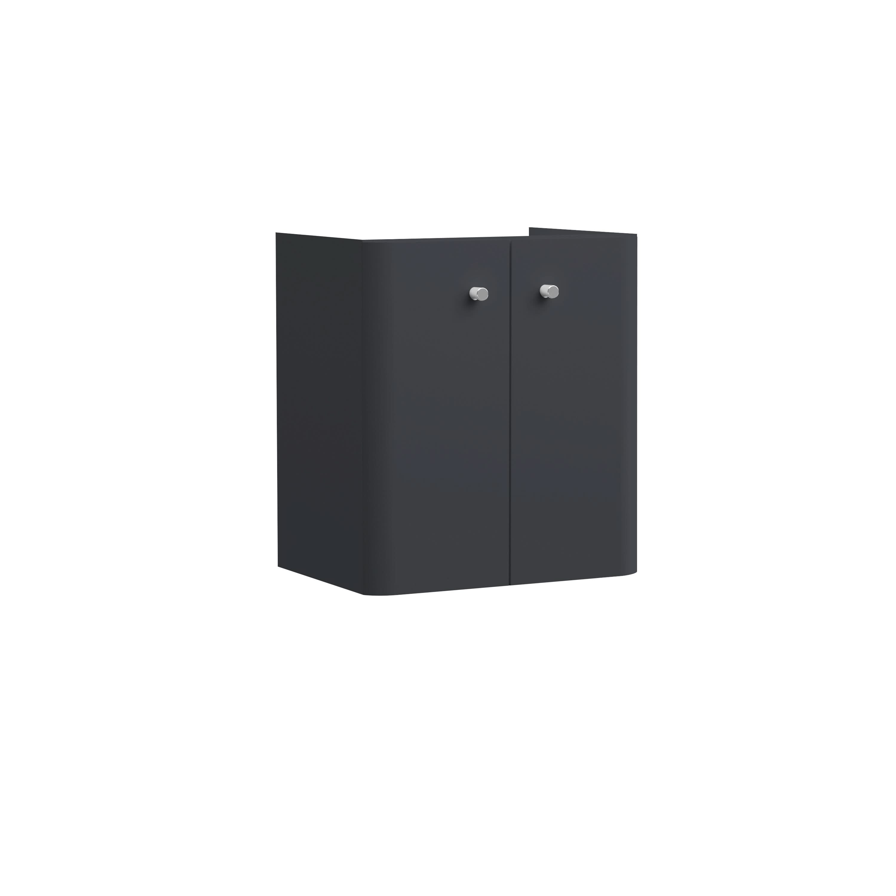 Hudson Reed Core Wall Hung Vanity Unit, Durable Double Soft Close Door Cabinet with Knob Handle Vanity Unit for Small Bathrooms in Soft Black Finish, 500mm