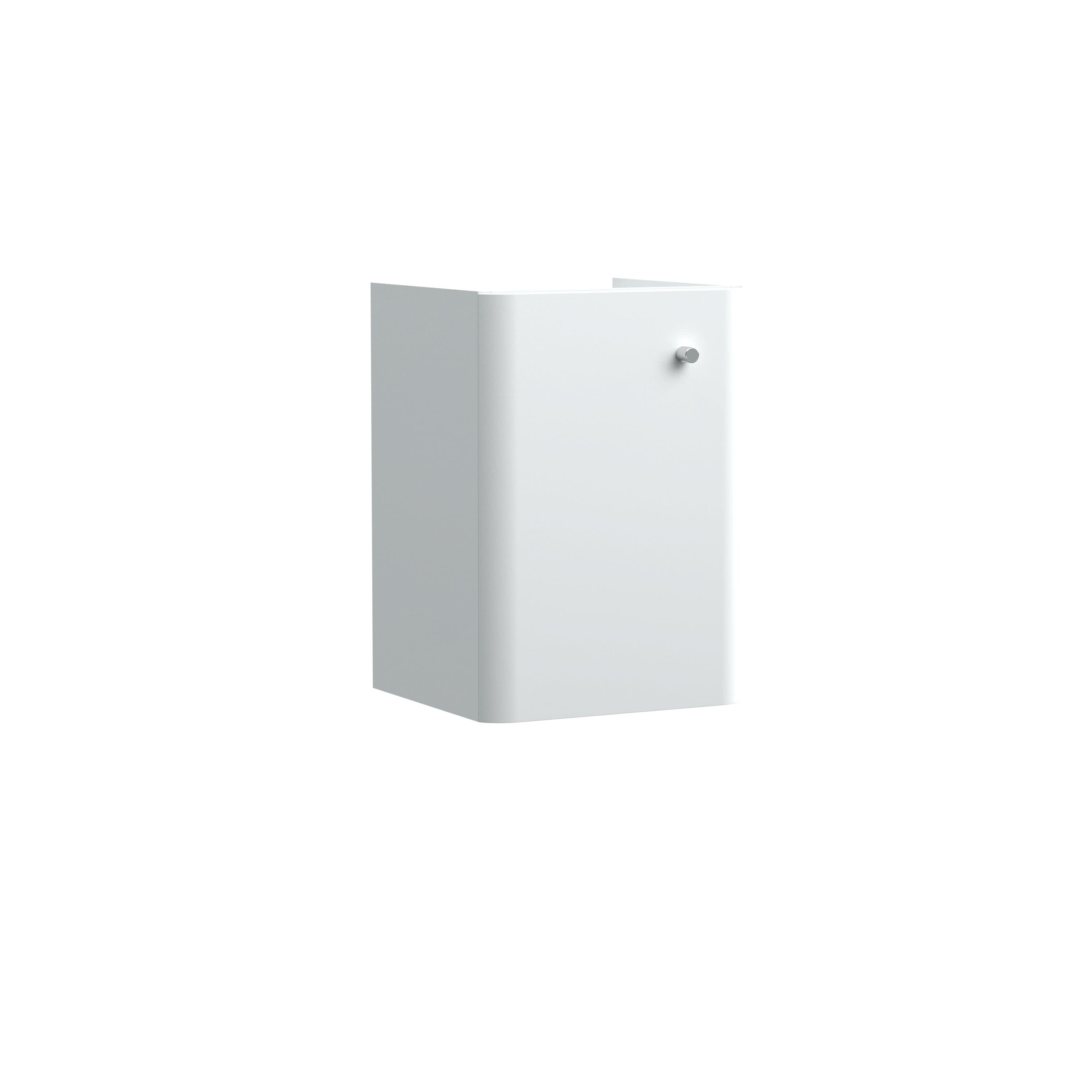 Hudson Reed Core Wall Hung Vanity Unit, Durable Single Soft Close Door Cabinet with Knob Handle Vanity Unit for Small Bathrooms in Gloss White Finish, 400mm