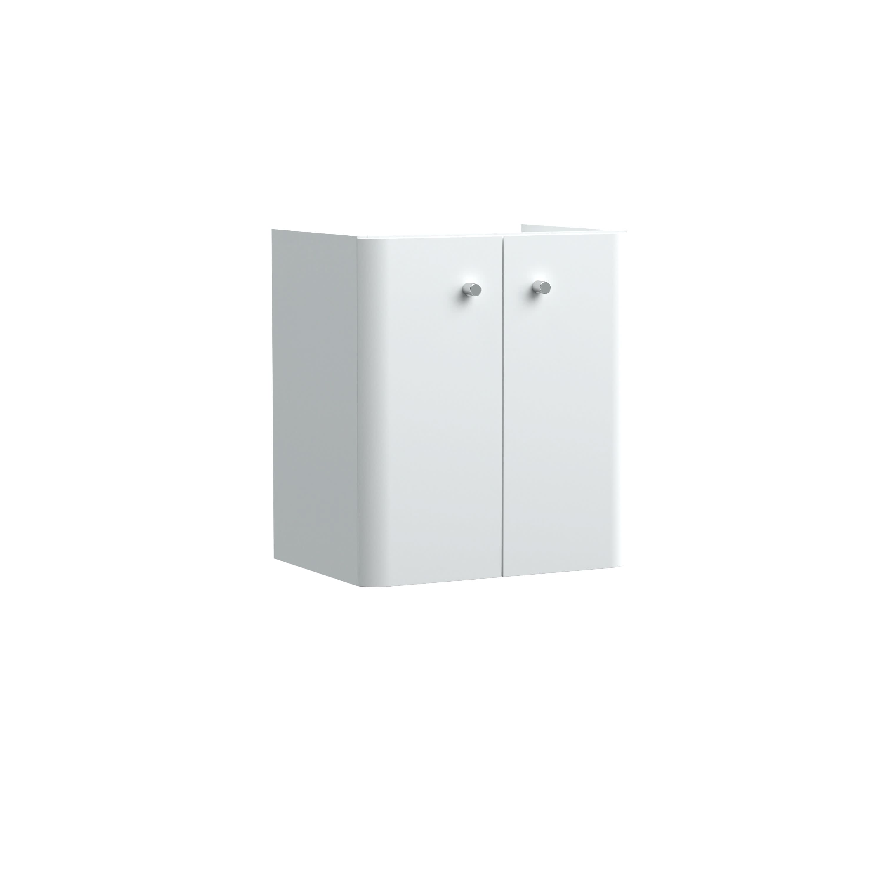 Hudson Reed Core Wall Hung Vanity Unit, Durable Double Soft Close Door Cabinet with Knob Handle Vanity Unit for Small Bathrooms in Gloss White Finish, 500mm