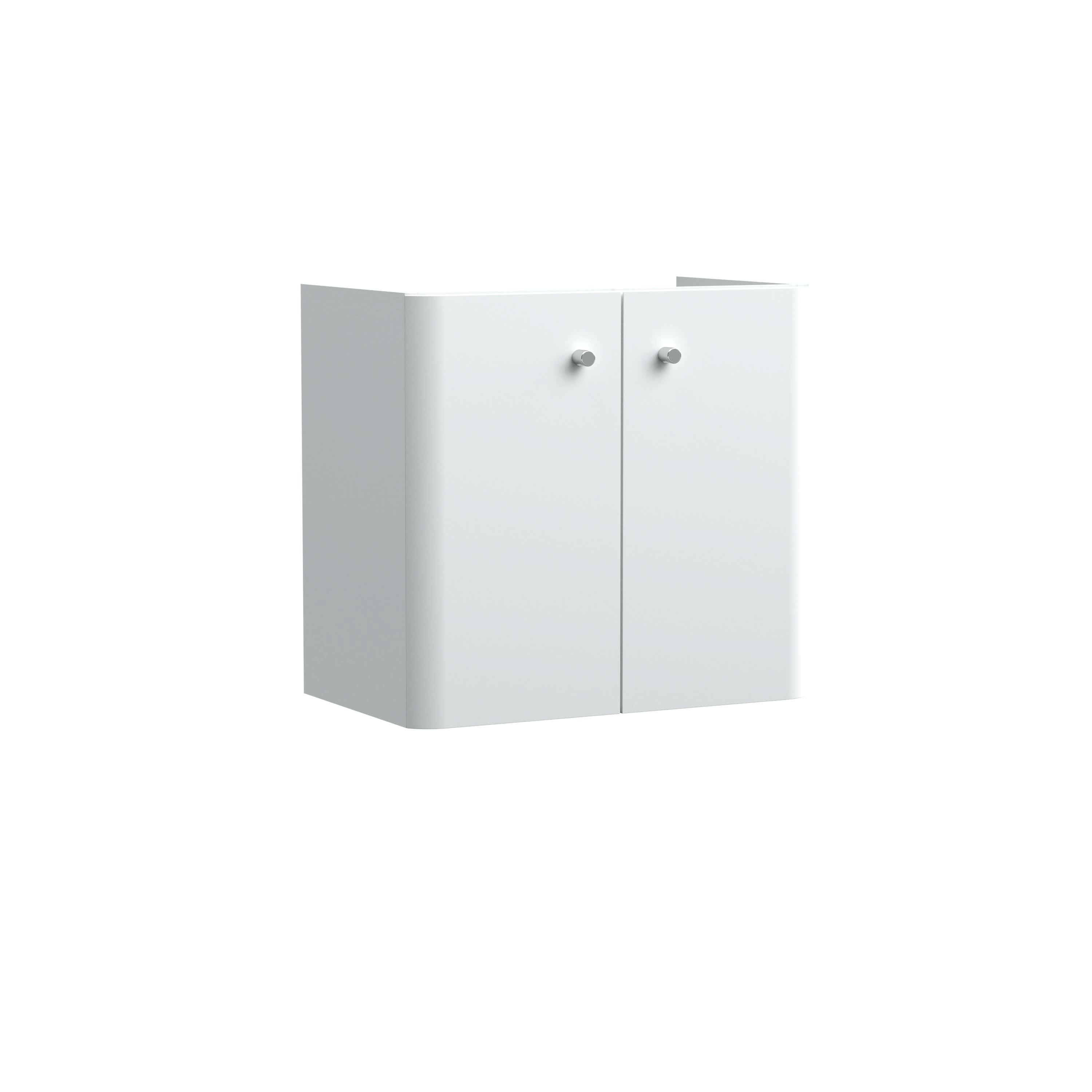 Hudson Reed Core Wall Hung Vanity Unit, Durable Double Soft Close Door Cabinet with Knob Handle Vanity Unit for Small Bathrooms in Gloss White Finish, 600mm