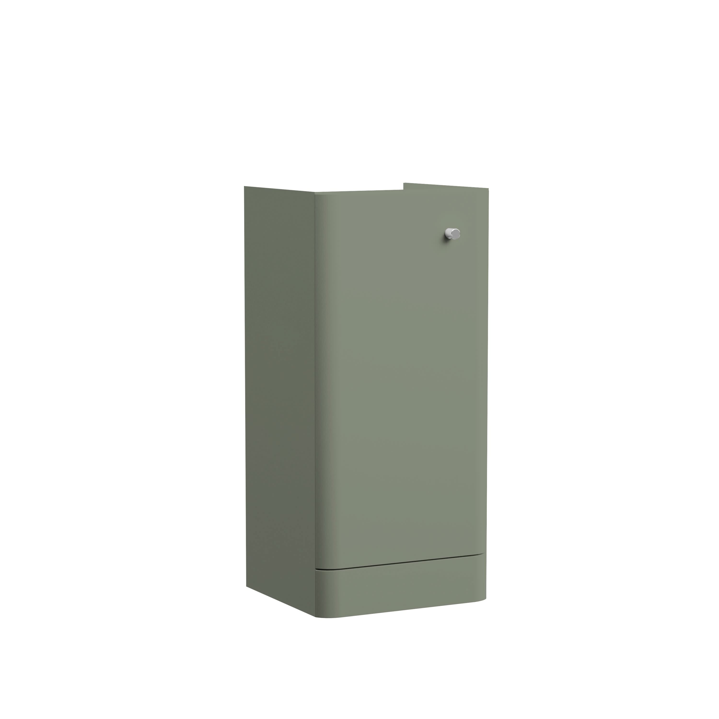 Hudson Reed Core Floor Standing Vanity Unit, Durable Single Soft Close Door Cabinet with Knob Handle Vanity Unit for Small Bathrooms in Satin Green Finish, 400mm