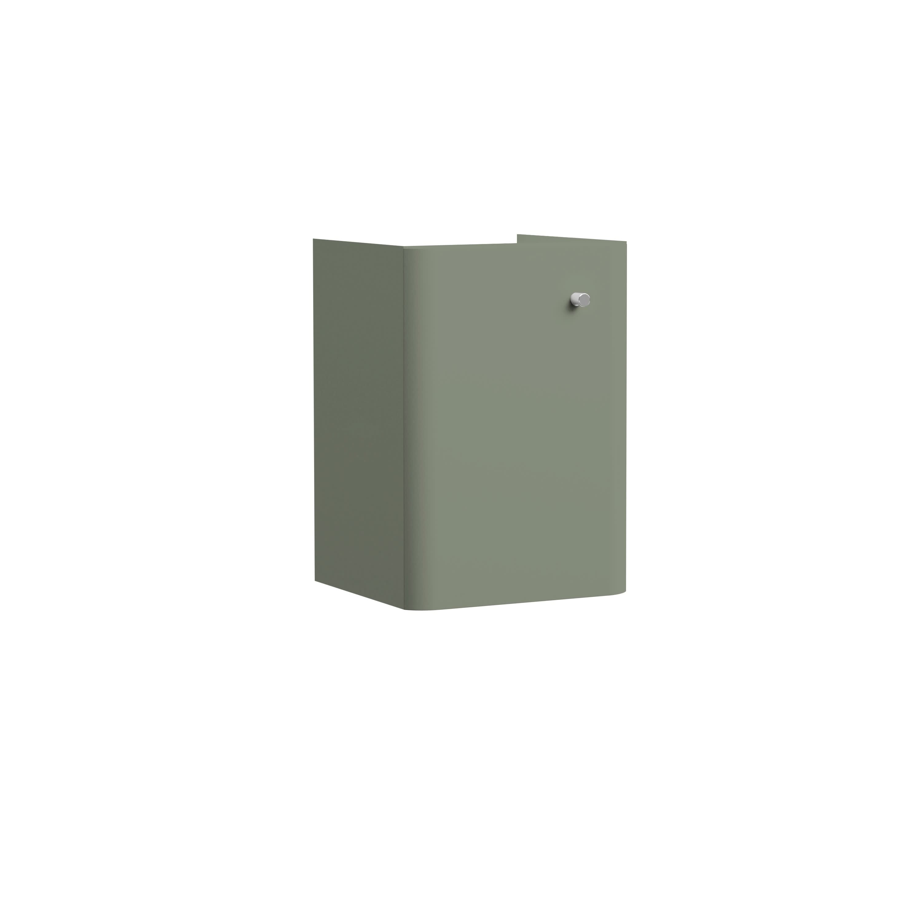 Hudson Reed Core Wall Hung Vanity Unit, Durable Single Soft Close Door Cabinet with Knob Handle Vanity Unit for Small Bathrooms in Satin Green Finish, 400mm