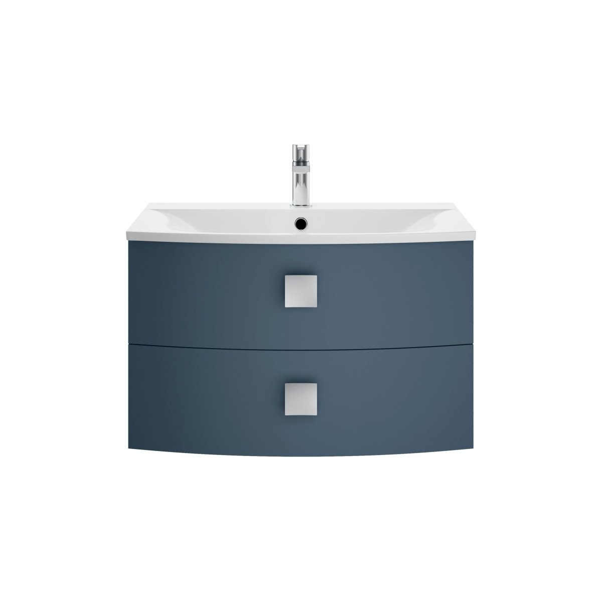 Hudson Reed Sarenna Wall Hung Vanity Unit, Durable 2 Soft Close Drawer with Square Handles Storage Vanity Unit for Modern Bathrooms in Mineral Blue Finish, 700mm