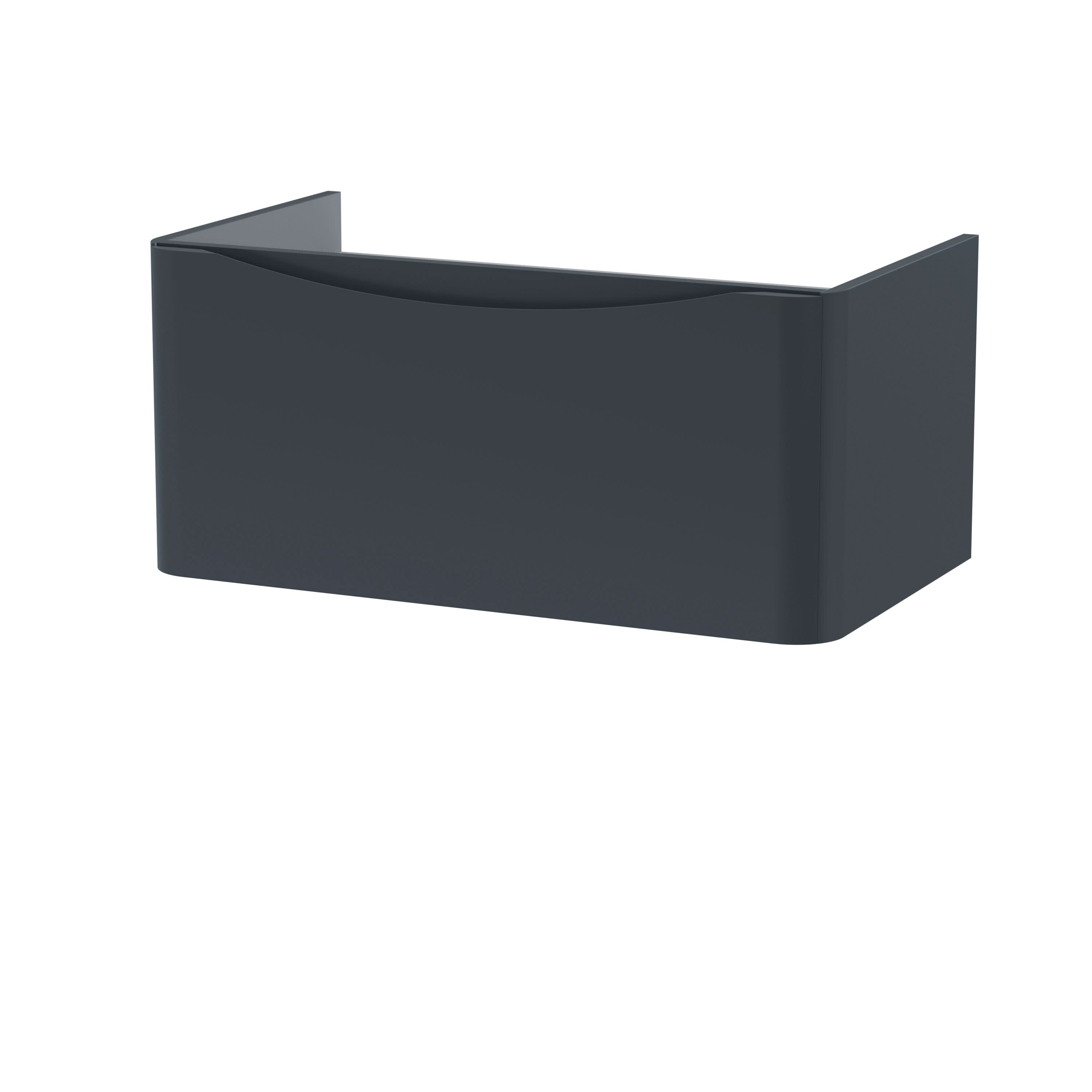 Hudson Reed Lunar Wall Hung Vanity Unit, Durable 1 Soft Close Drawers with Inset Handle Vanity Unit Storage For Modern Bathrooms in Soft Black Finish, 800mm