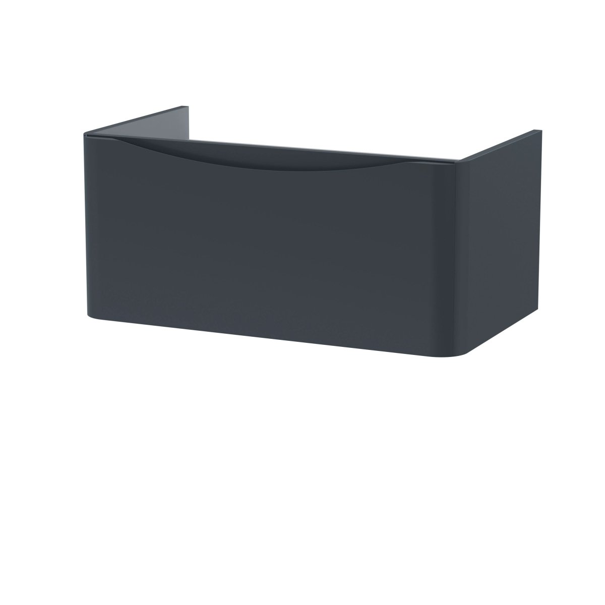 Hudson Reed Lunar Wall Hung Vanity Unit, Durable 1 Soft Close Drawers with Inset Handle Vanity Unit Storage For Modern Bathrooms in Soft Black Finish, 800mm