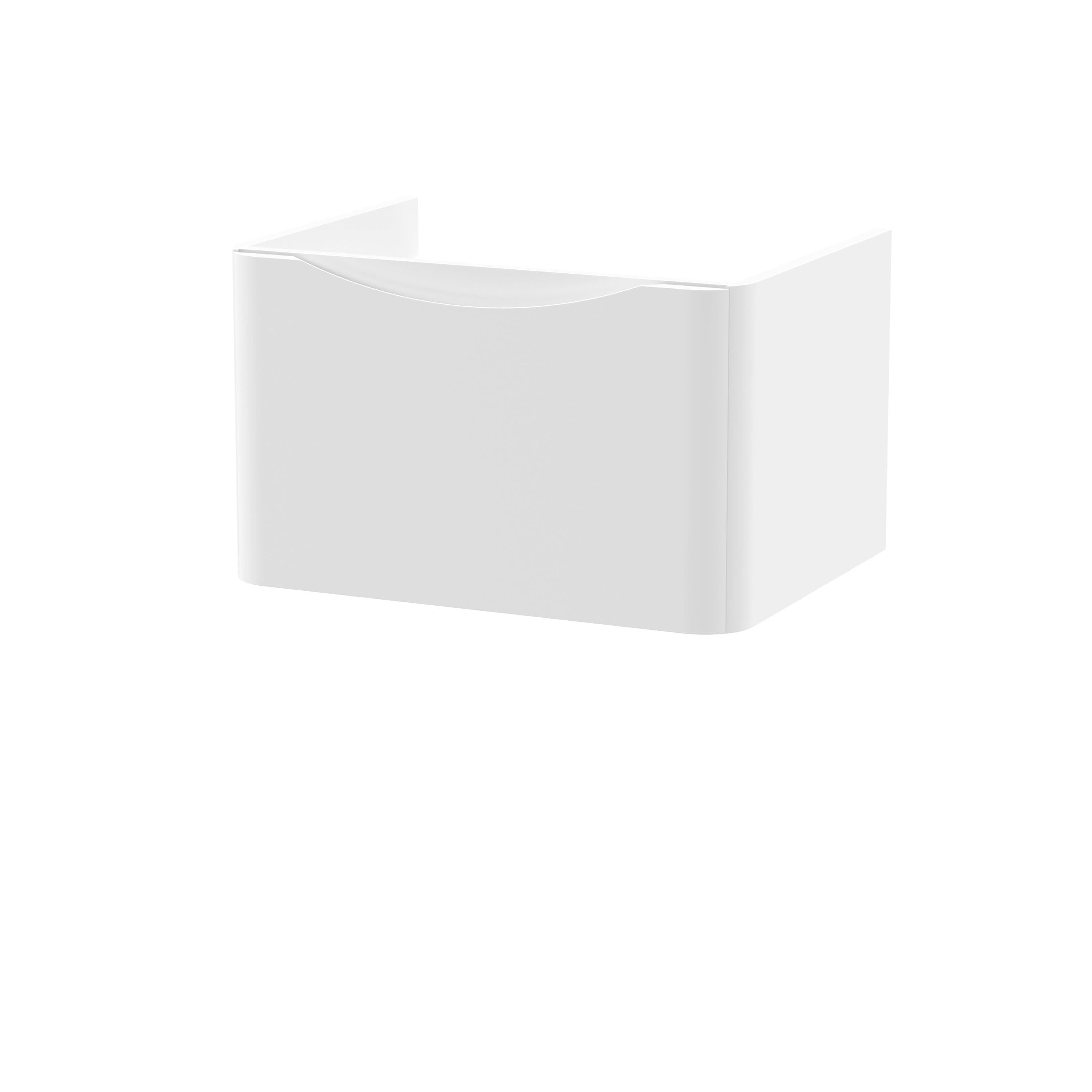 Hudson Reed Lunar Wall Hung Vanity Unit, Durable 1 Soft Close Drawers with Inset Handle Vanity Unit Storage For Modern Bathrooms in Satin White Finish, 600mm