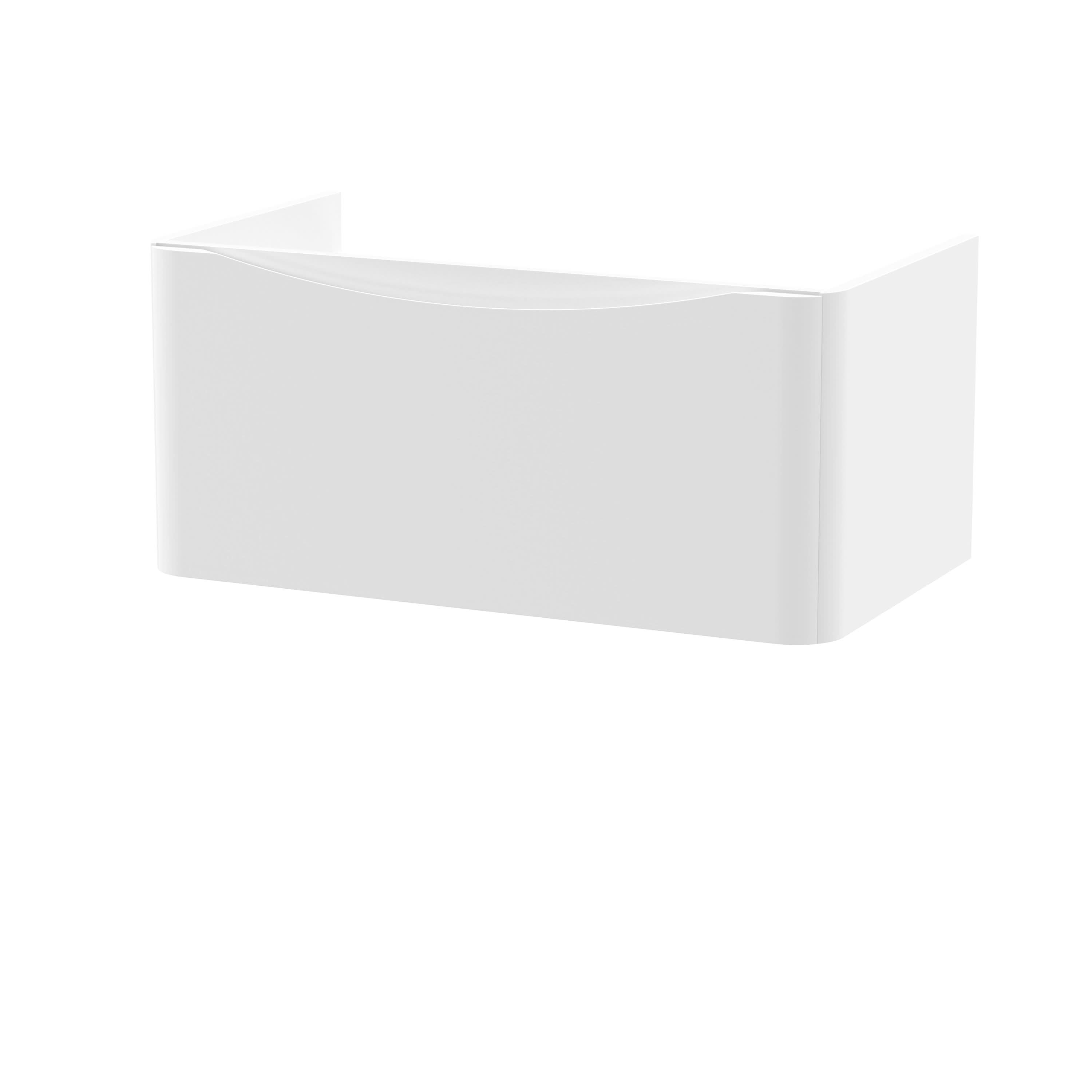 Hudson Reed Lunar Wall Hung Vanity Unit, Durable 1 Soft Close Drawers with Inset Handle Vanity Unit Storage For Modern Bathrooms in Satin White Finish, 800mm