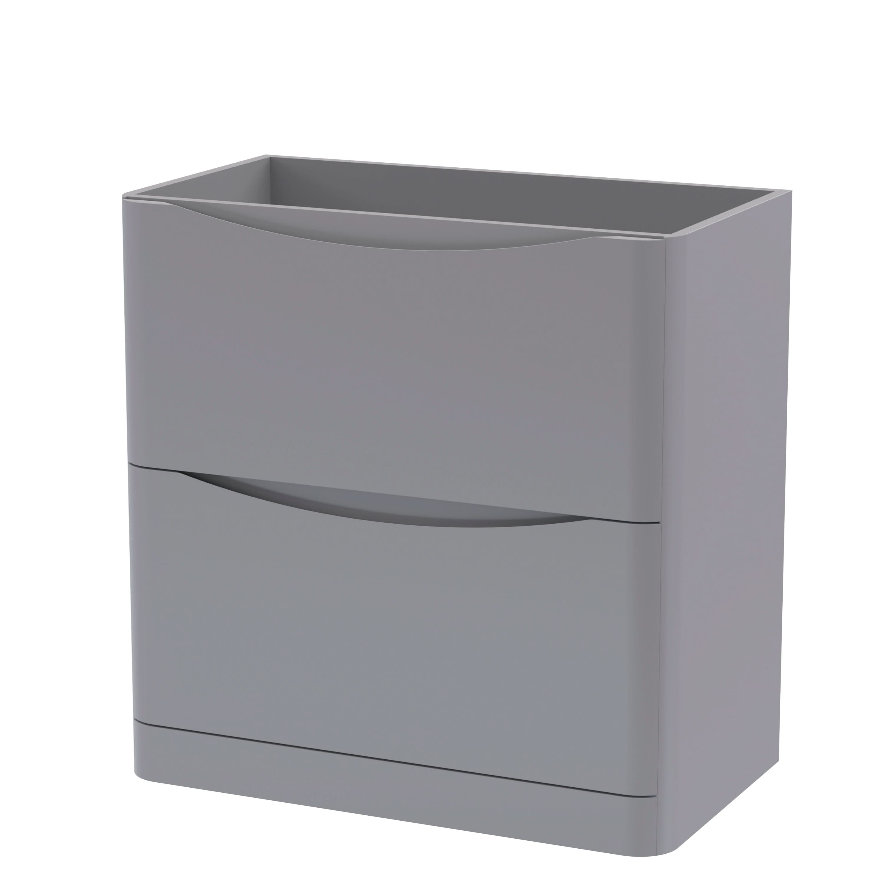 Hudson Reed Lunar Floor Standing Vanity Unit, Durable 2 Soft Close Drawers with Inset Handle Vanity Unit Storage For Modern Bathrooms in Satin Grey Finish, 800mm