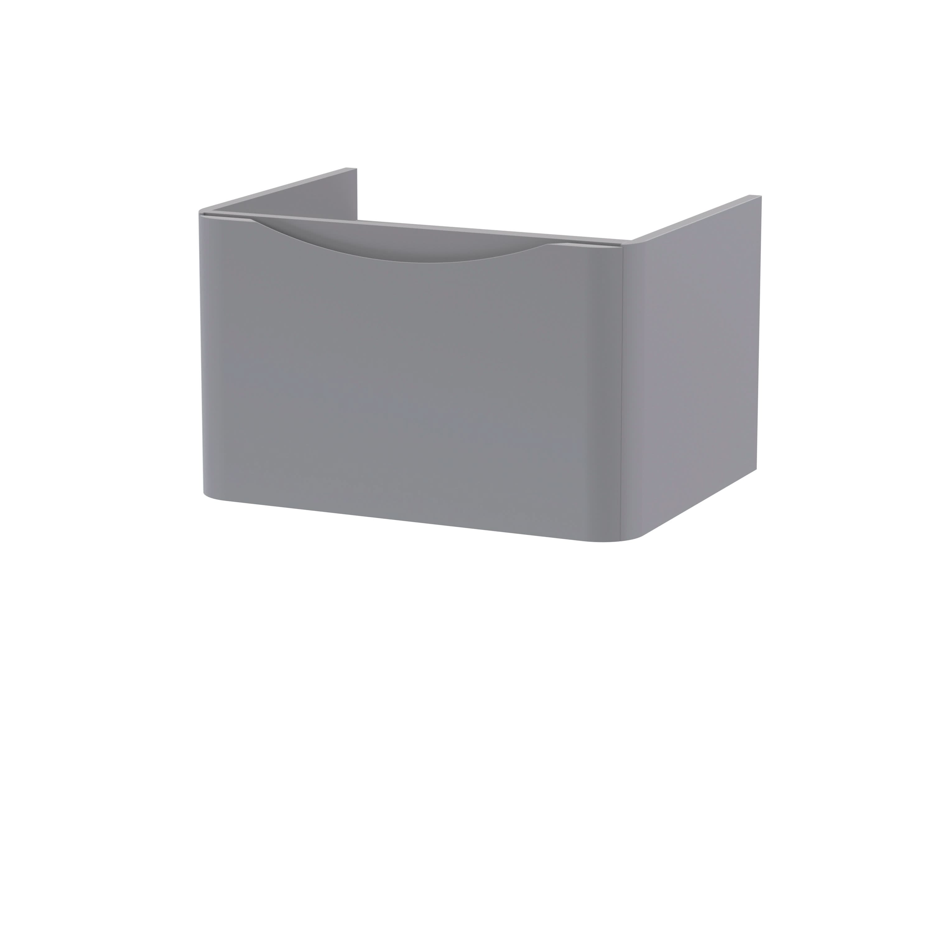 Hudson Reed Lunar Wall Hung Vanity Unit, Durable 1 Soft Close Drawers with Inset Handle Vanity Unit Storage For Modern Bathrooms in Satin Grey Finish, 600mm