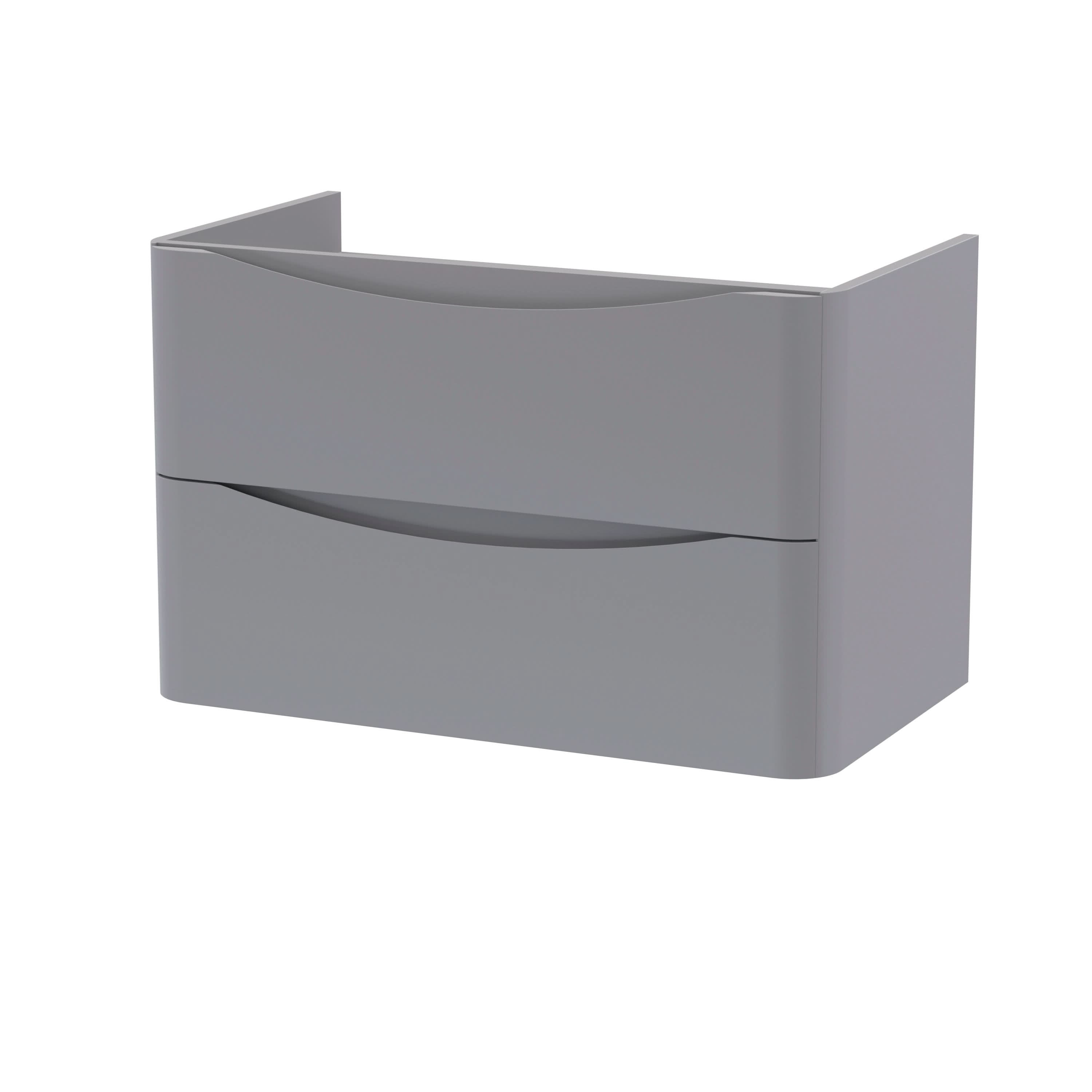 Hudson Reed Lunar Wall Hung Vanity Unit, Durable 2 Soft Close Drawers with Inset Handle Vanity Unit Storage For Modern Bathrooms in Satin Grey Finish, 800mm