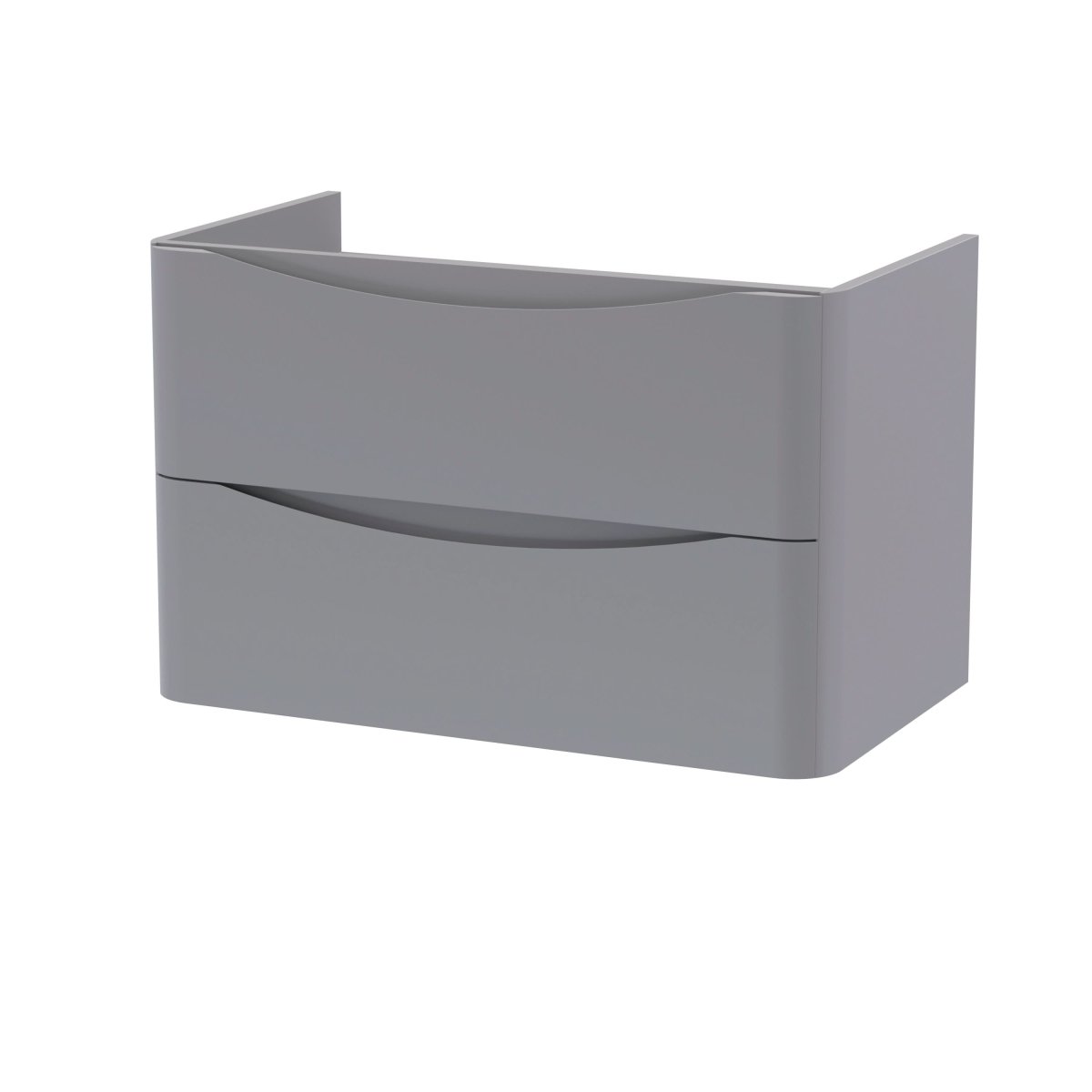 Hudson Reed Lunar Wall Hung Vanity Unit, Durable 2 Soft Close Drawers with Inset Handle Vanity Unit Storage For Modern Bathrooms in Satin Grey Finish, 800mm