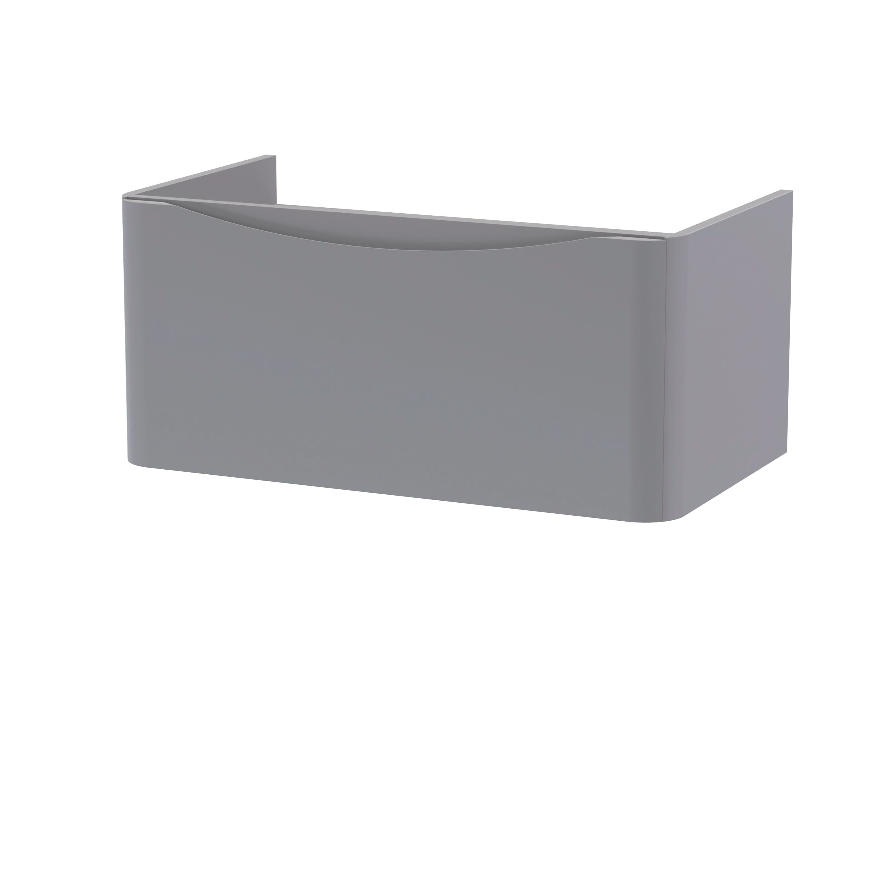 Hudson Reed Lunar Wall Hung Vanity Unit, Durable 1 Soft Close Drawers with Inset Handle Vanity Unit Storage For Modern Bathrooms in Satin Grey Finish, 800mm