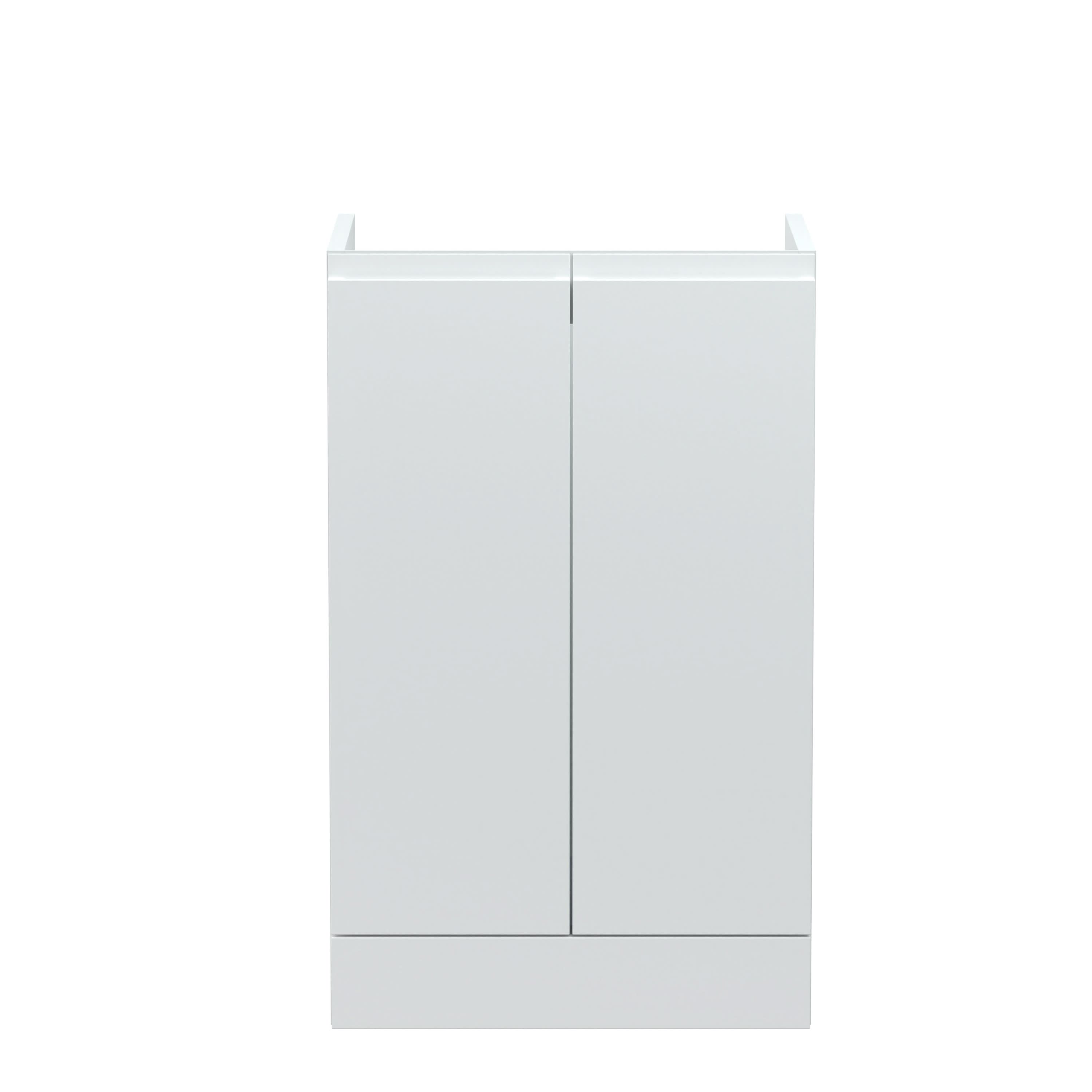 Hudson Reed Urban Floor Standing Vanity Unit, Durable 2 Soft Close Doors Handless Vanity Unit with Storage for Modern Bathrooms in Satin White Finish, 500mm
