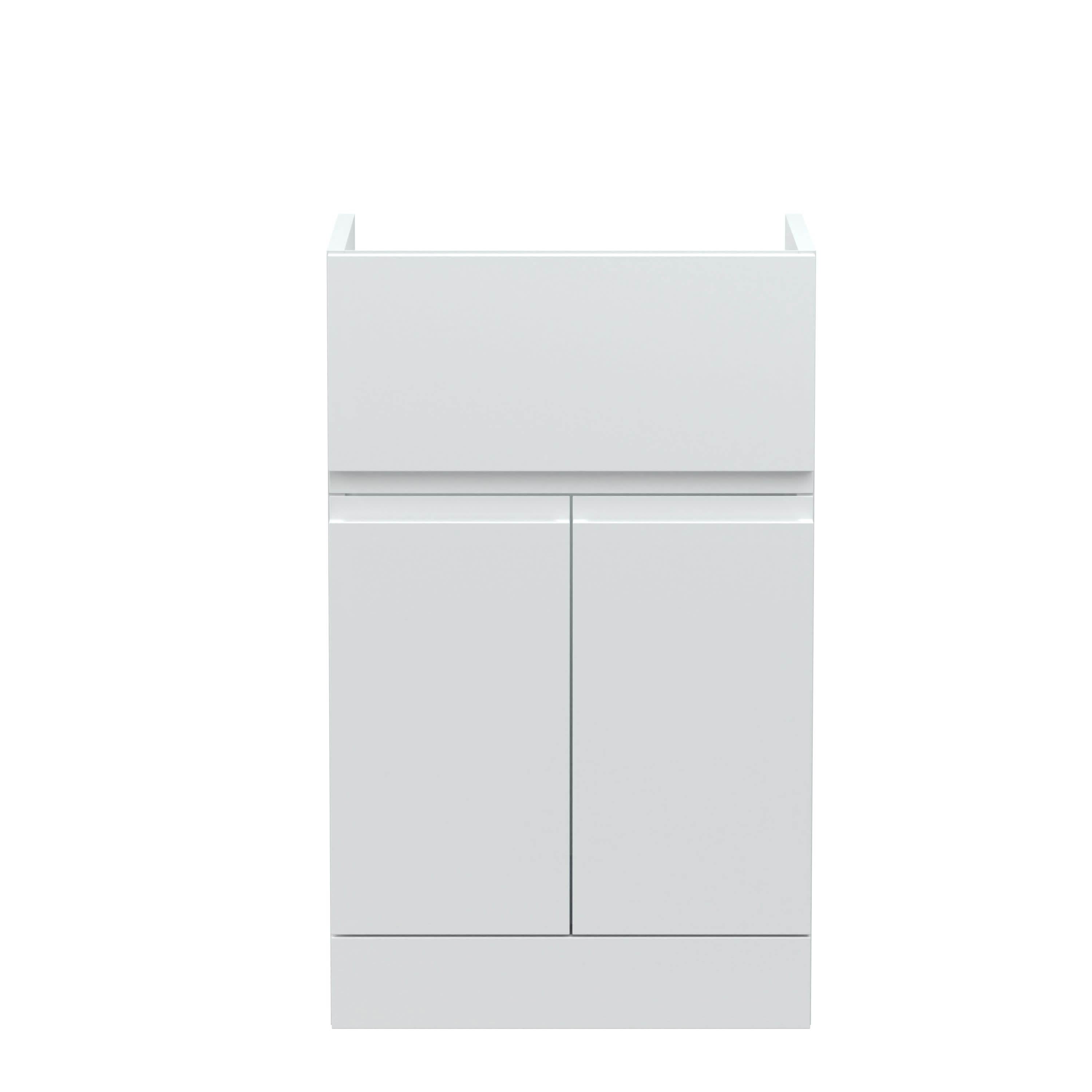 Hudson Reed Urban Floor Standing Vanity Unit, Durable Soft Close 2 Doors and Single Drawer Handless Vanity Unit with Storage for Modern Bathrooms in Satin White, 500mm