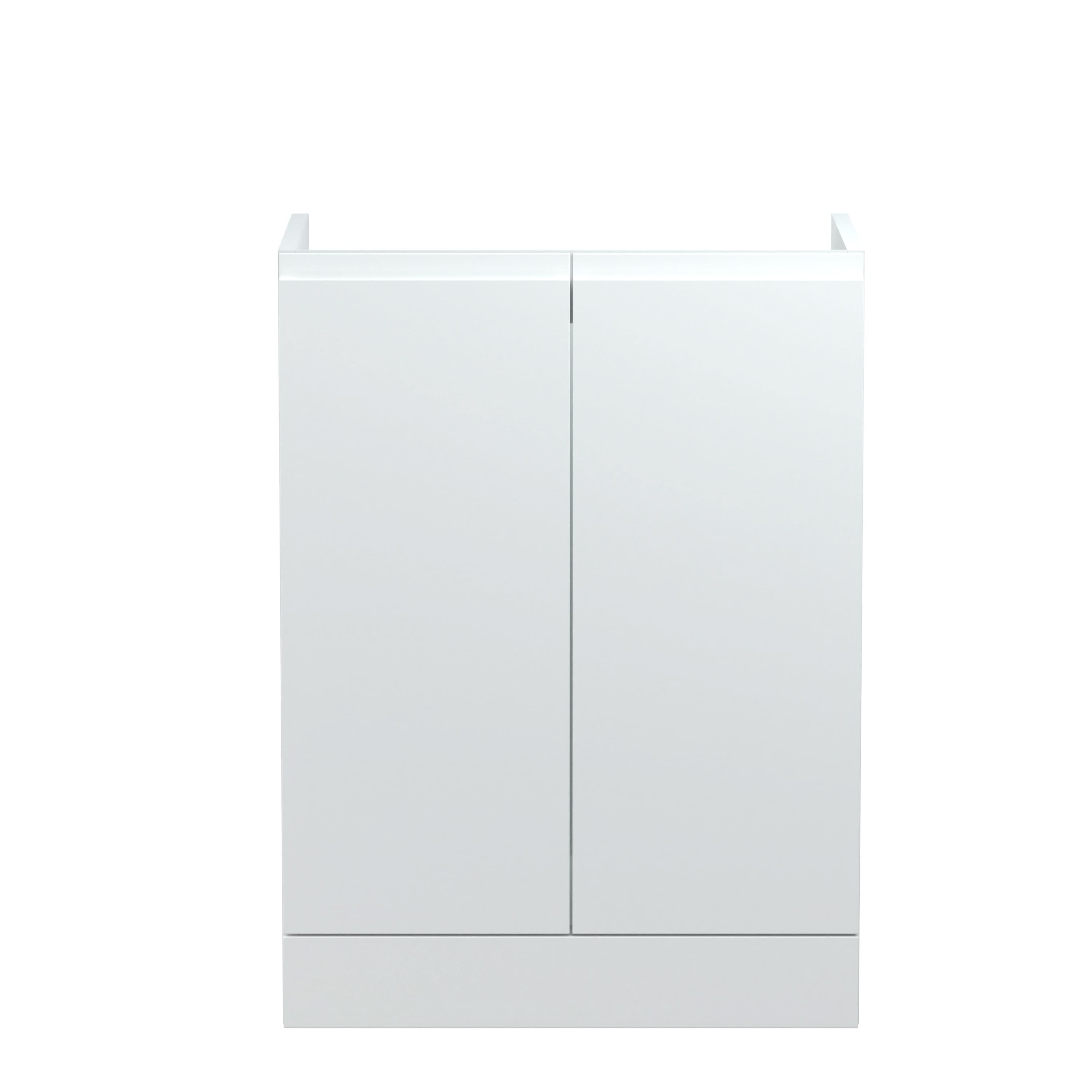Hudson Reed Urban Floor Standing Vanity Unit, Durable 2 Soft Close Doors Handless Vanity Unit with Storage for Modern Bathrooms in Satin White Finish, 600mm