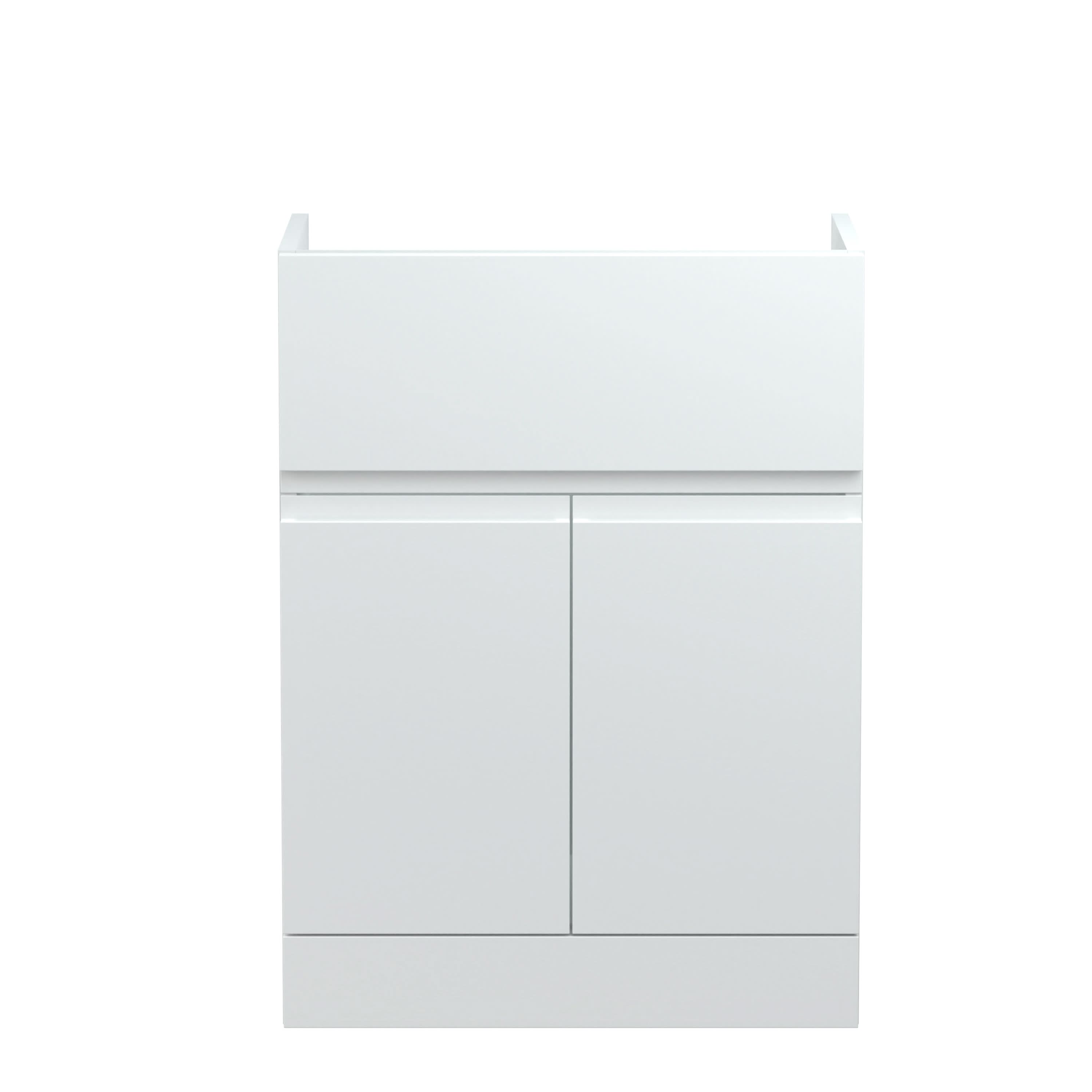 Hudson Reed Urban Floor Standing Vanity Unit, Durable Soft Close 2 Doors and Single Drawer Handless Vanity Unit with Storage for Modern Bathrooms in Satin White, 600mm